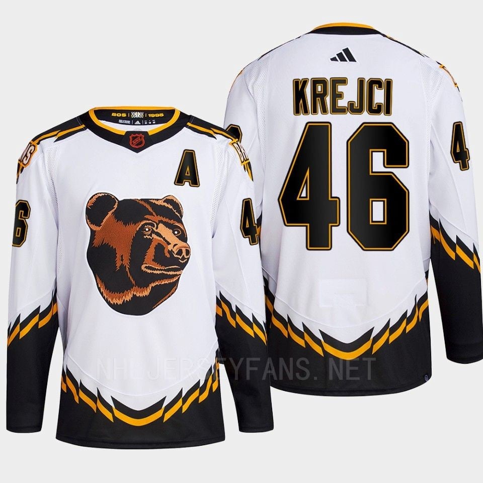 Boston Bruins 2022 Reverse Retro 2.0 David Krejci 46 White Primegreen Hockey Jersey Men's - JS235 