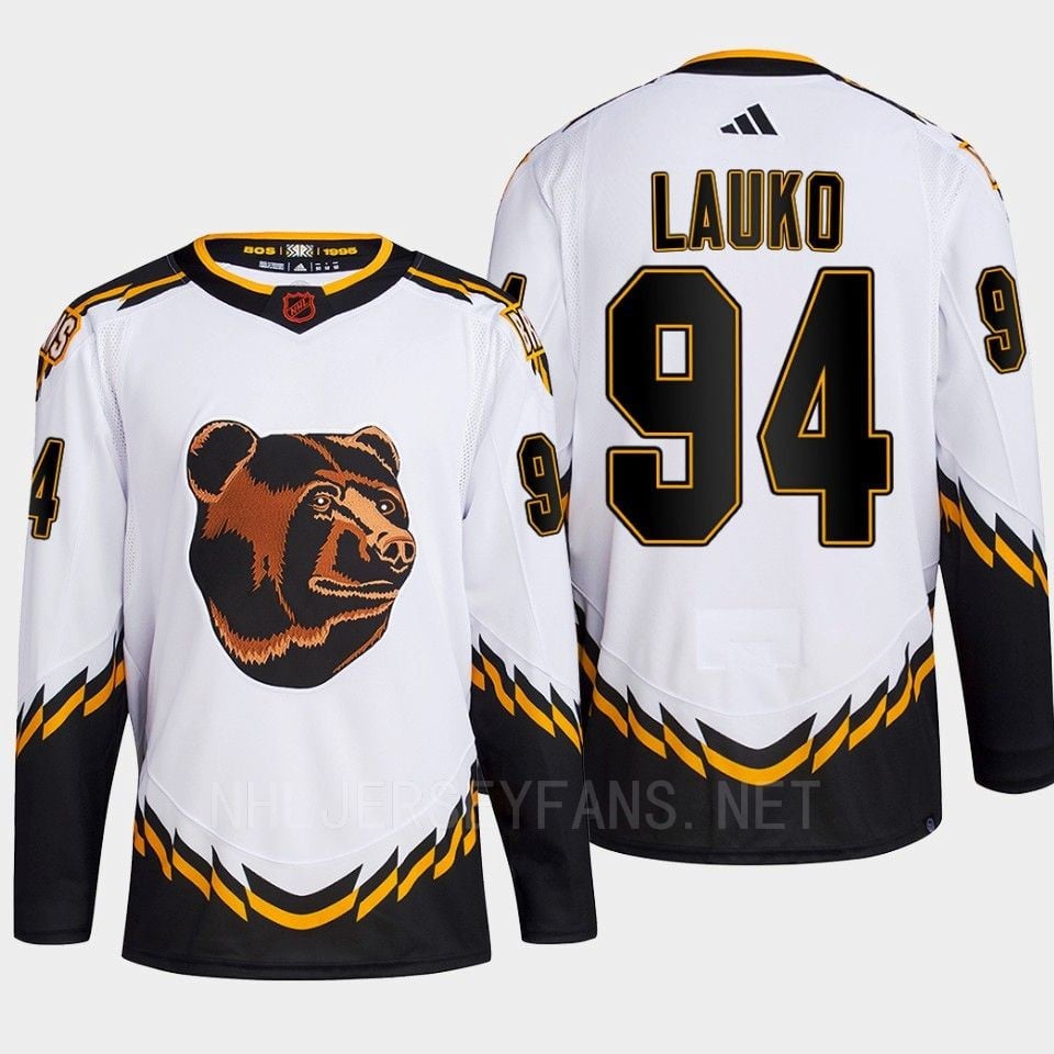 Boston Bruins 2022 Reverse Retro 2.0 Jakub Lauko 94 White Primegreen Jersey Men's - JS653 