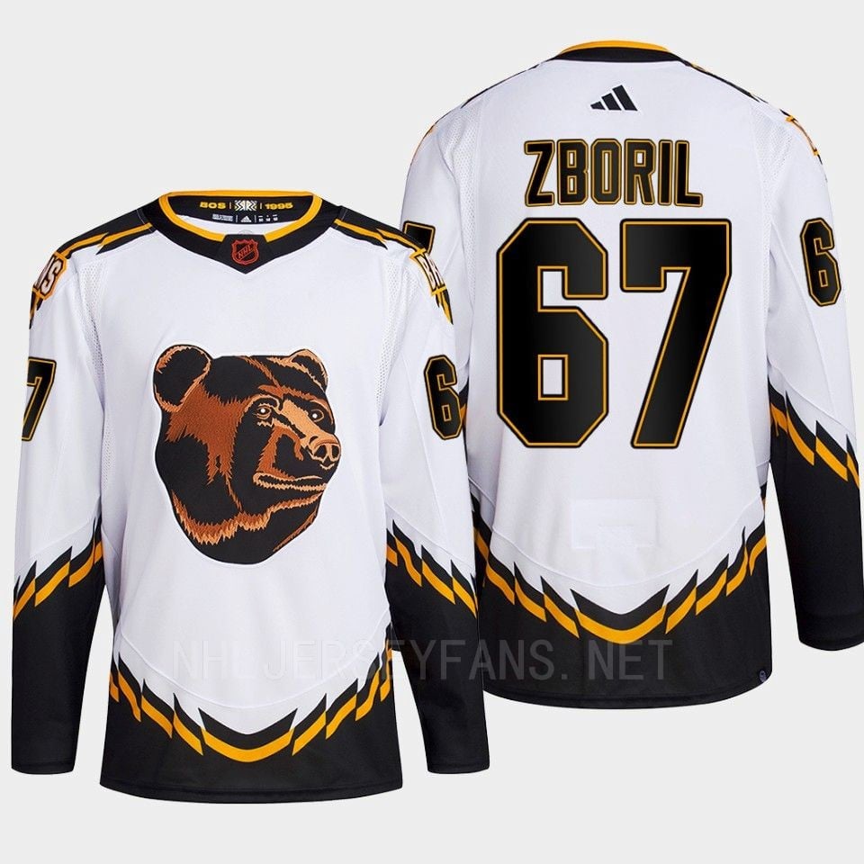 Boston Bruins 2022 Reverse Retro 2.0 Jakub Zboril 67 White Primegreen Jersey Men's - JS542 
