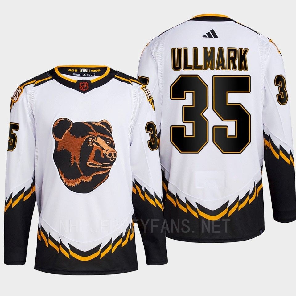 Boston Bruins 2022 Reverse Retro 2.0 Linus Ullmark 35 White Primegreen Jersey Men's - JS324 
