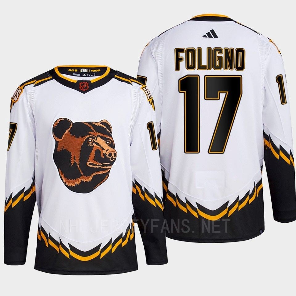 Boston Bruins 2022 Reverse Retro 2.0 Nick Foligno 17 White Primegreen Hockey Jersey Men's - JS373 