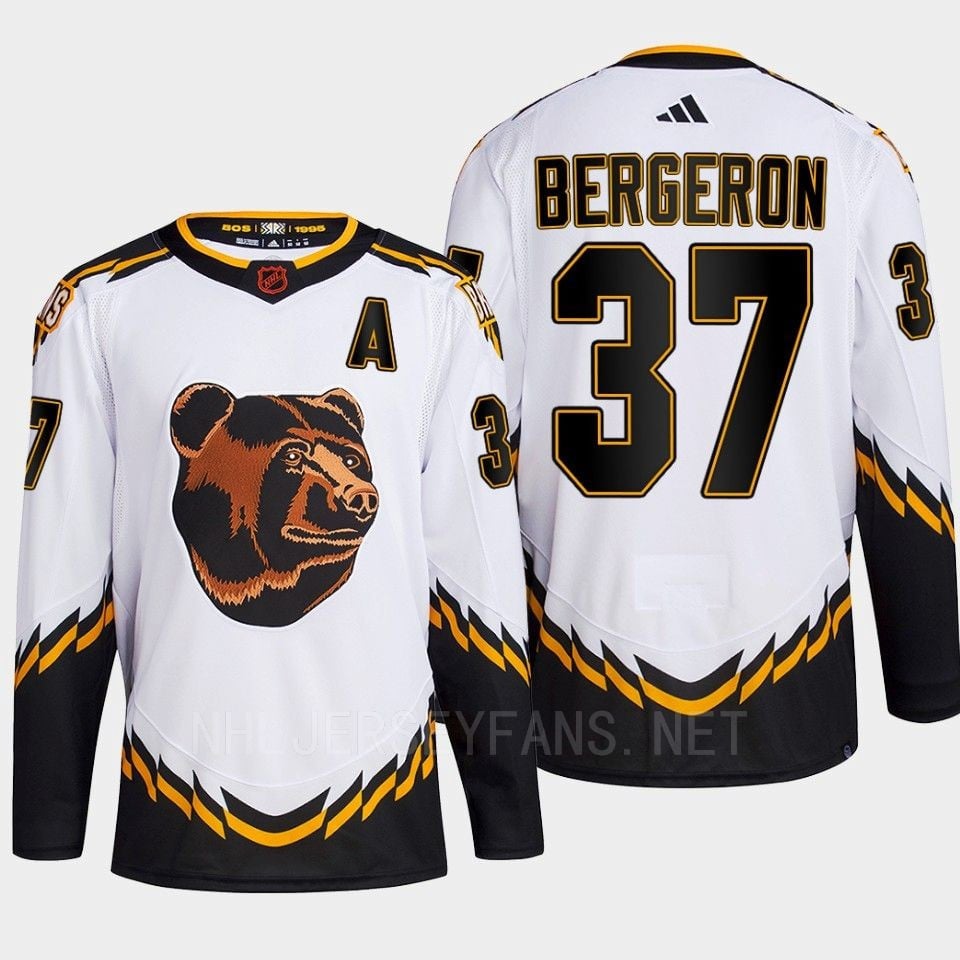 Boston Bruins 2022 Reverse Retro 2.0 Patrice Bergeron 37 White Primegreen Hockey Jersey Men's - JS819 