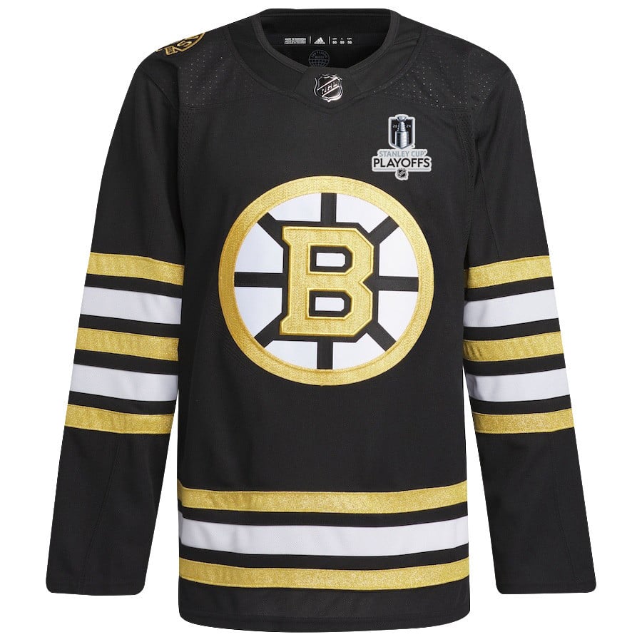 Alternative view of Boston Bruins 2024 NHL Playoffs Patch Home Hockey Jersey - Men, Black - JS929 