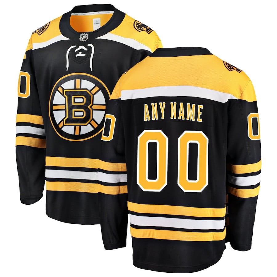 Boston Bruins Home Breakaway Custom Hockey Jersey - Black - JS793 