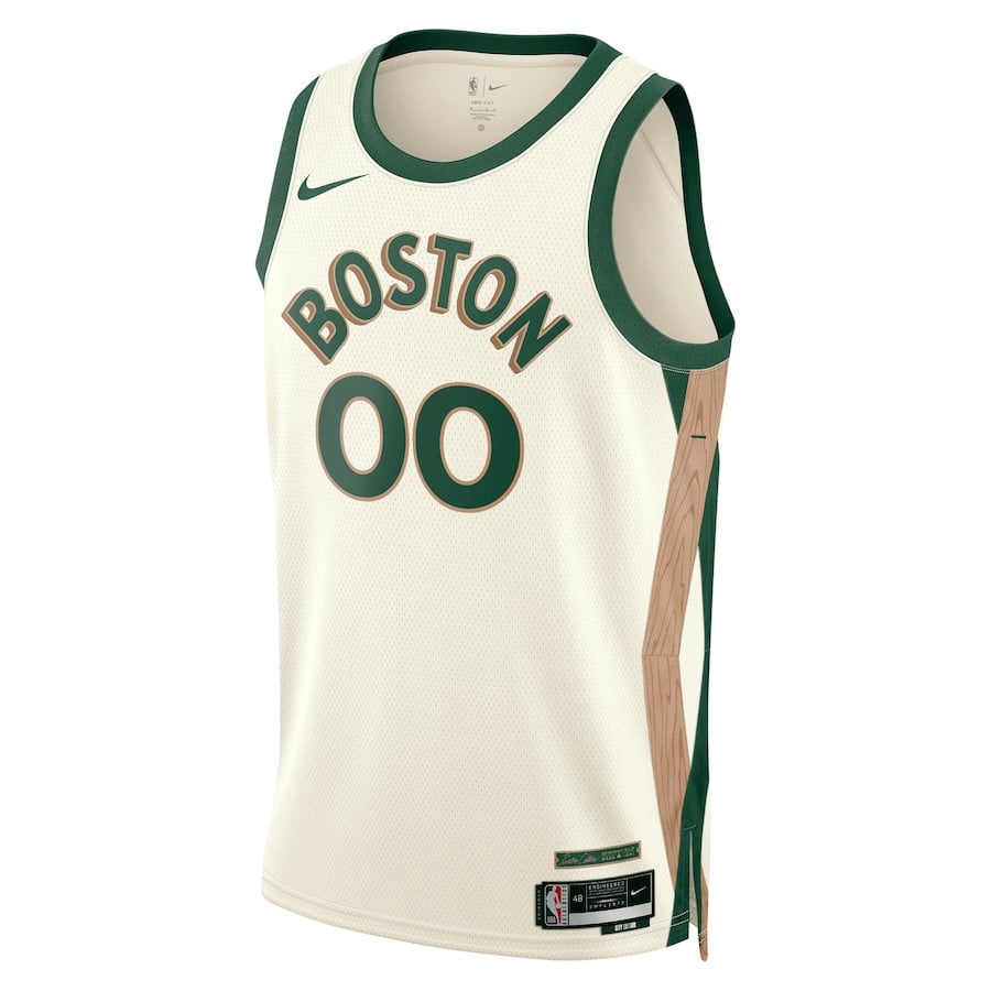 Alternative view of Boston Celtics 2023/24 City Edition Swingman Custom Basketball Jersey - White - JS169