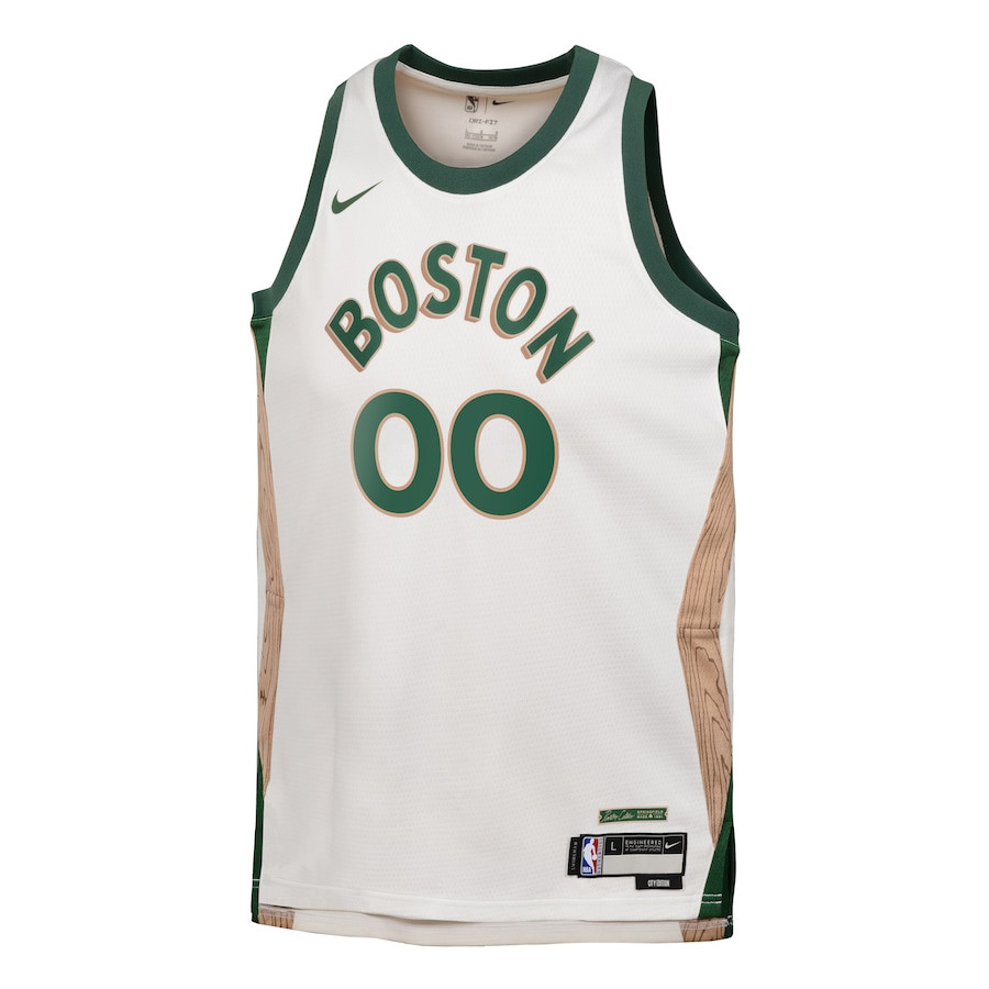Alternative view of Boston Celtics 2023/24 City Edition Swingman Custom YOUTH Basketball Jersey - White - JS957
