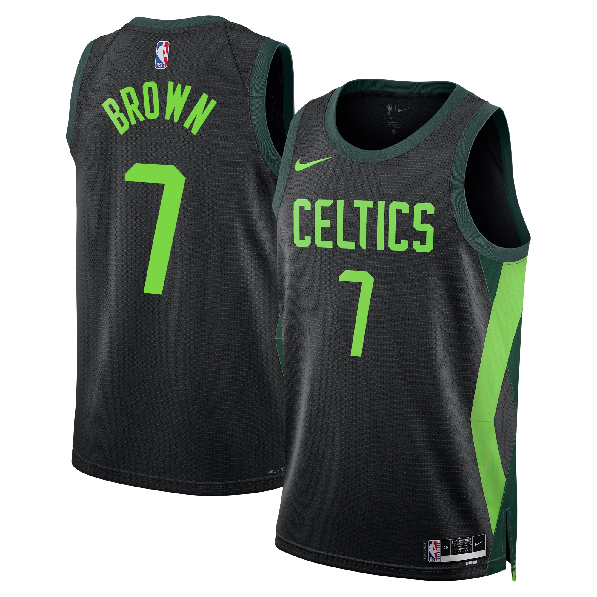 Boston Celtics City Edition Swingman Basketball Jersey 2024 - Black - Jaylen Brown - Unisex - JS823