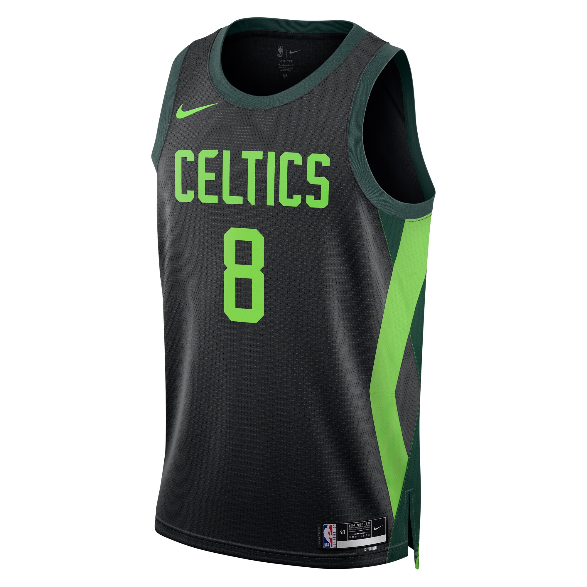 Alternative view of Boston Celtics City Edition Swingman Basketball Jersey 2024 - Black - Kristaps Porzingis - Unisex - JS148