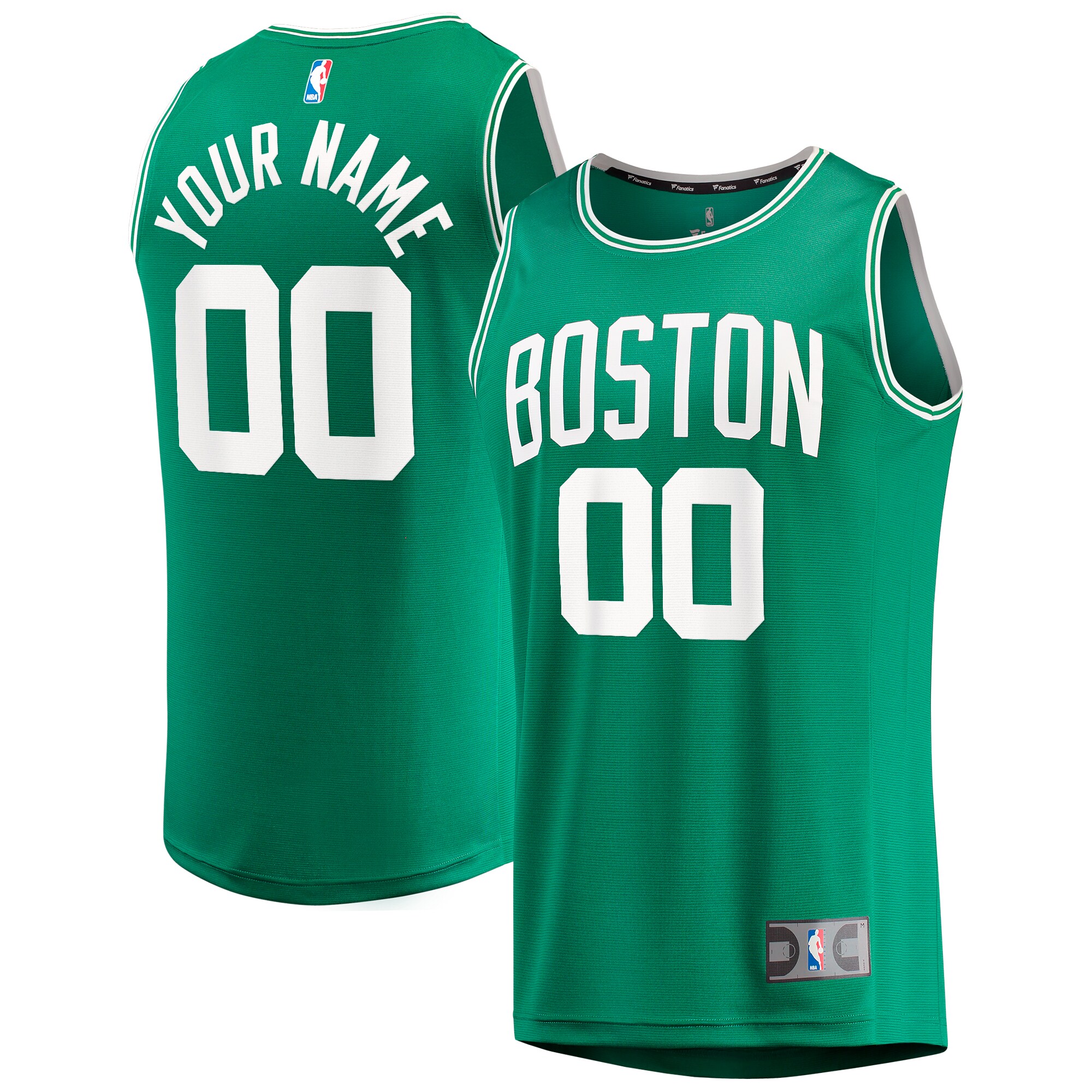Boston Celtics Fanatics Fast Break Custom Replica Basketball Jersey Kelly Green - Icon Edition