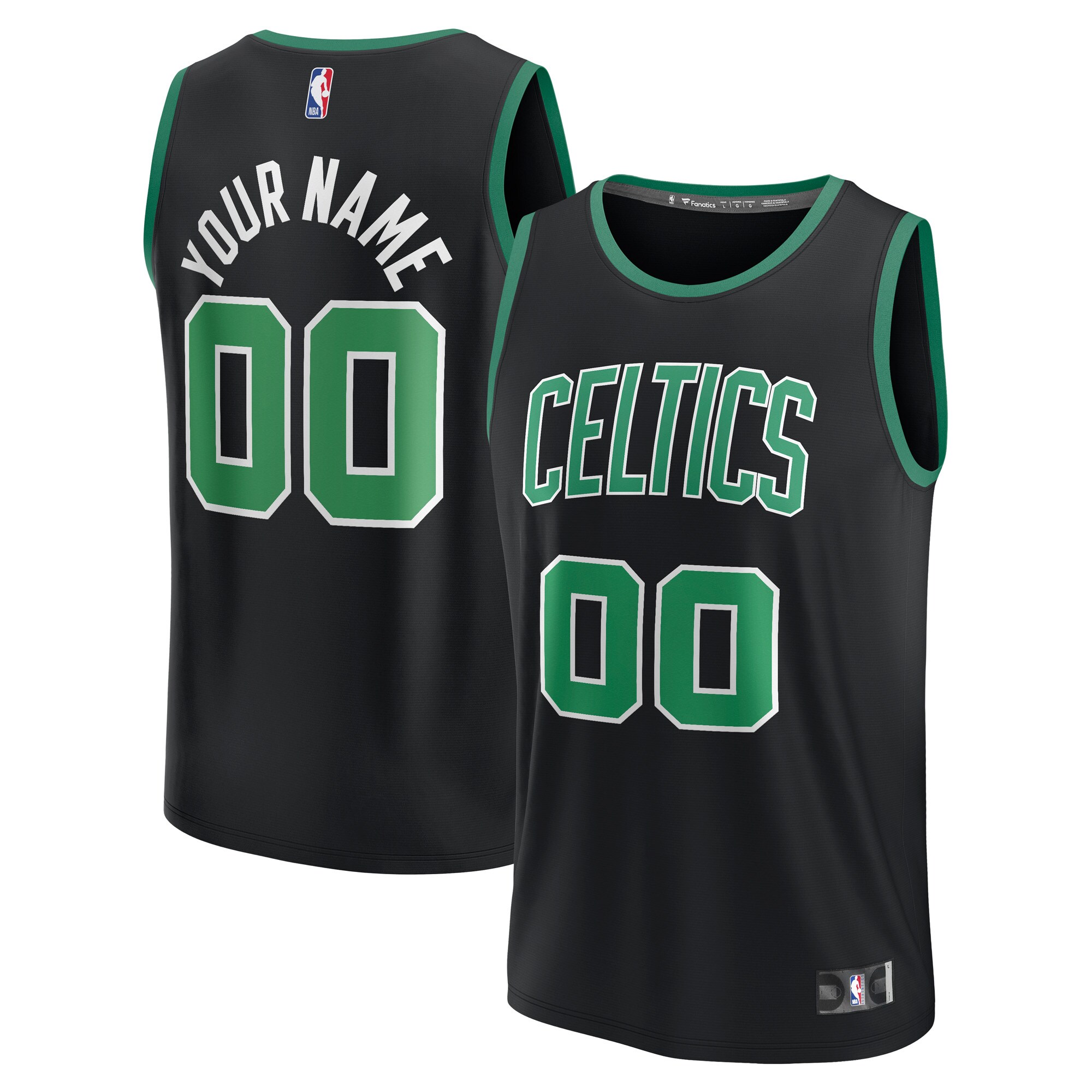 Boston Celtics Fanatics Fast Break Replica Custom Basketball Jersey - Statement Edition - Black