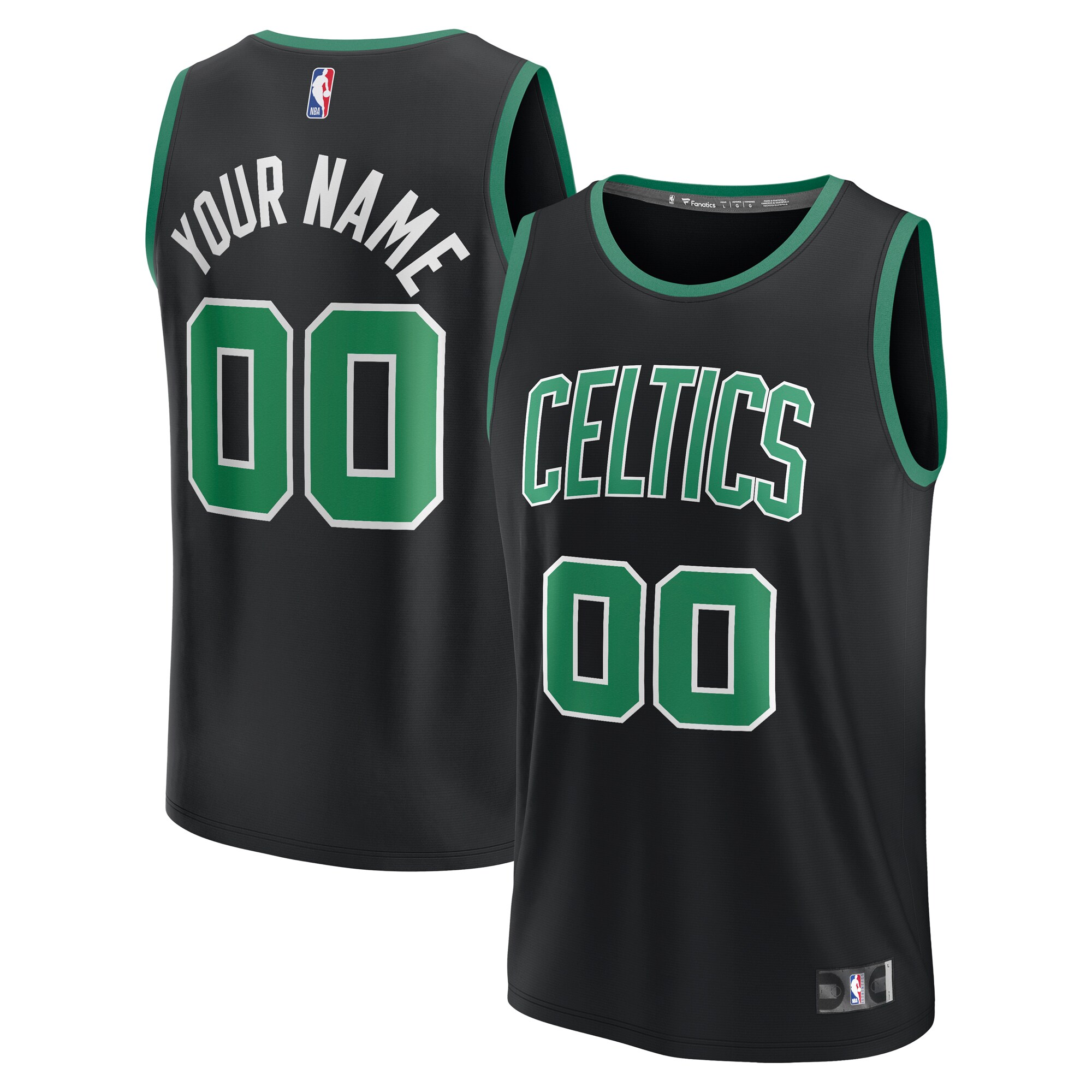 Boston Celtics Fanatics Youth Fast Break Replica Custom Basketball Jersey - Statement Edition - Black