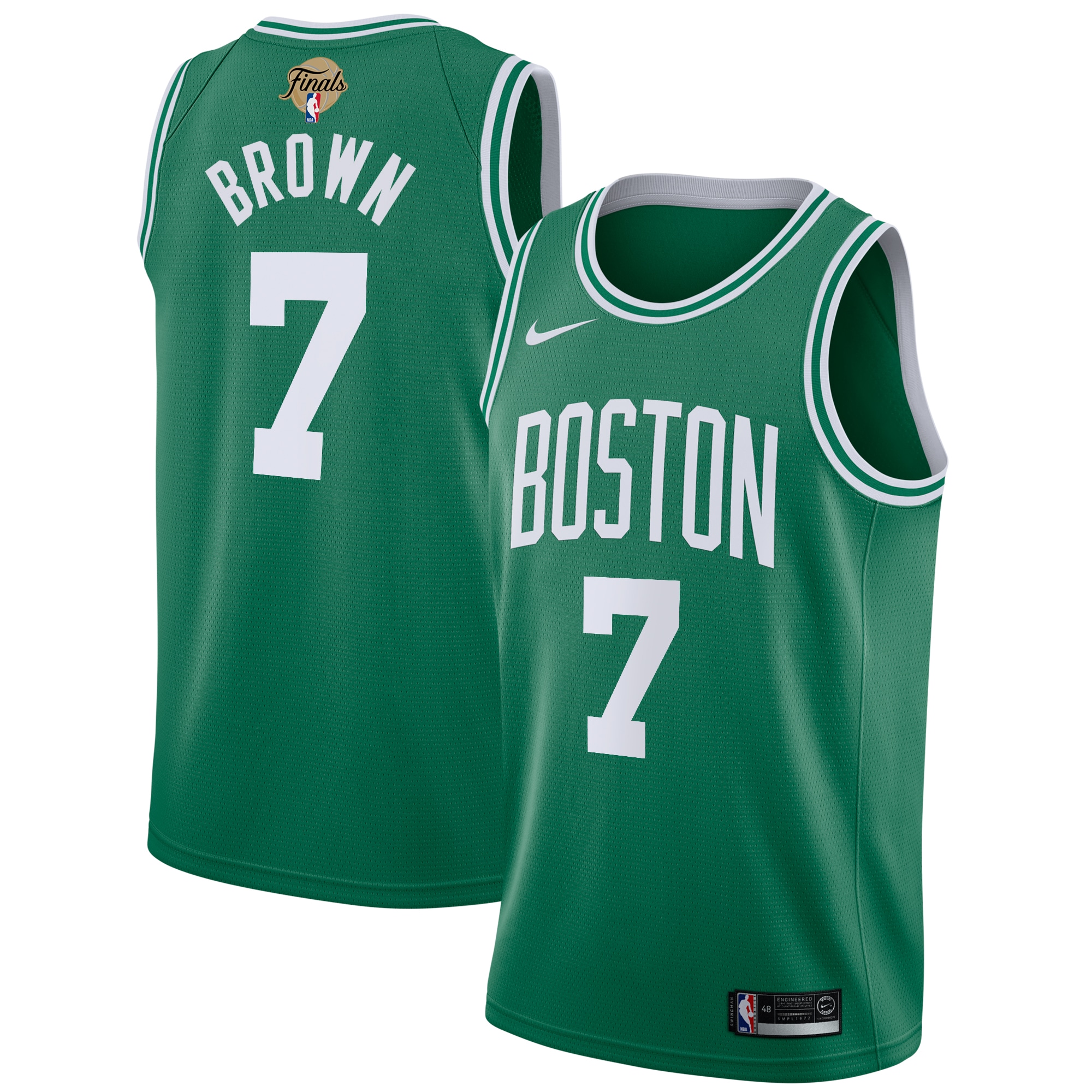 Boston Celtics Icon Edition NBA Finals Patch 2024 Swingman Basketball Jersey - Kelly Green - Jaylen Brown - Youth - JS657