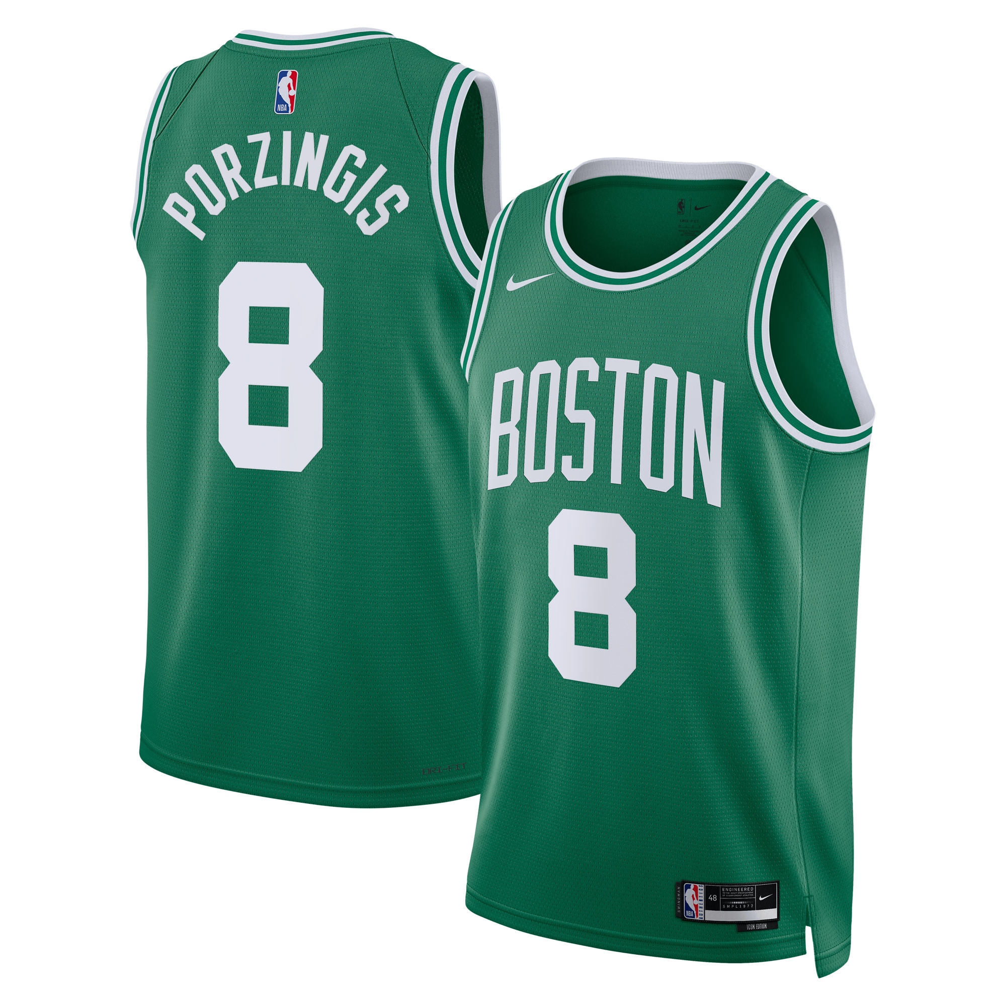 Boston Celtics Icon Edition Swingman Basketball Jersey - Kelly Green - Kristaps Porzingis - Unisex - JS990