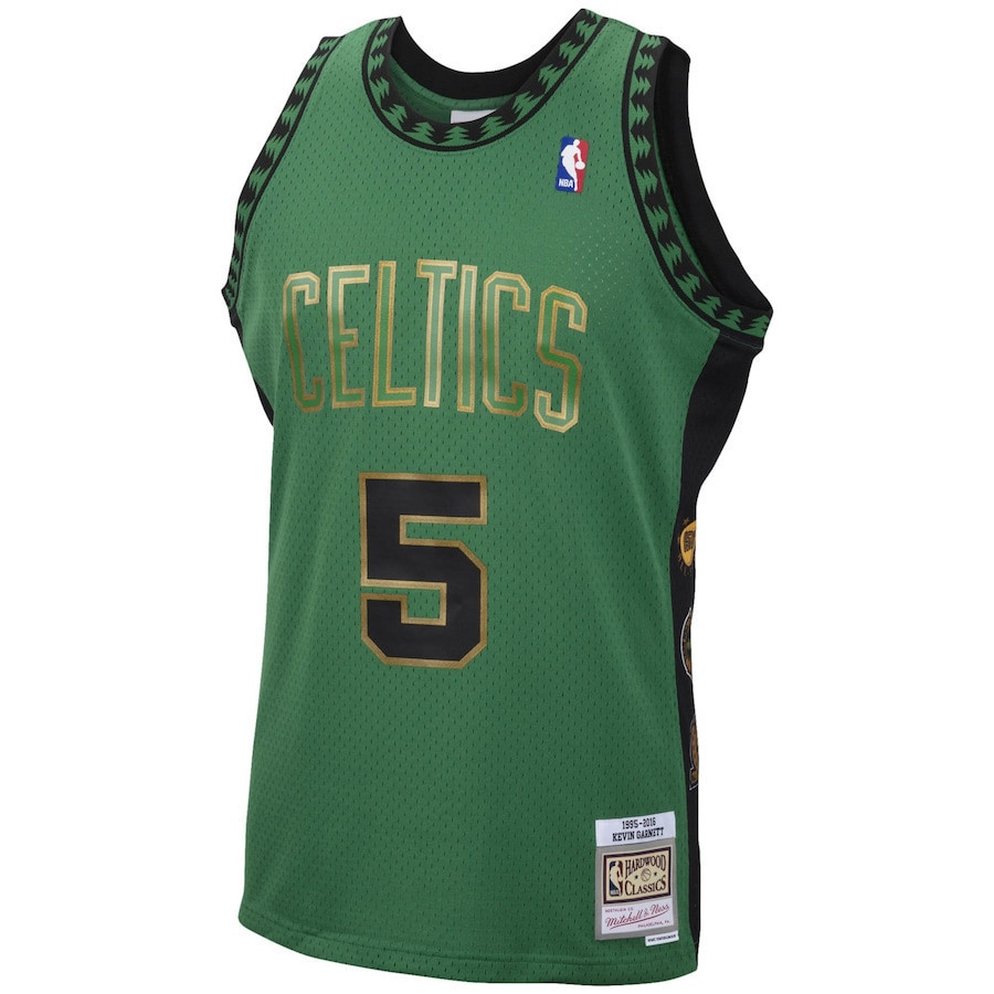 Alternative view of Boston Celtics Kevin Garnett 5 Hall of Fame Swingman Basketball Jersey By Mitchell & Ness - Green - Mens Basketball Jersey - JS429