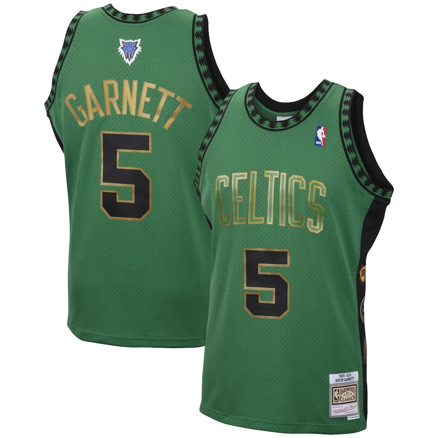 Boston Celtics Kevin Garnett 5 Hall of Fame Swingman Basketball Jersey By Mitchell & Ness - Green - Mens Basketball Jersey - JS429