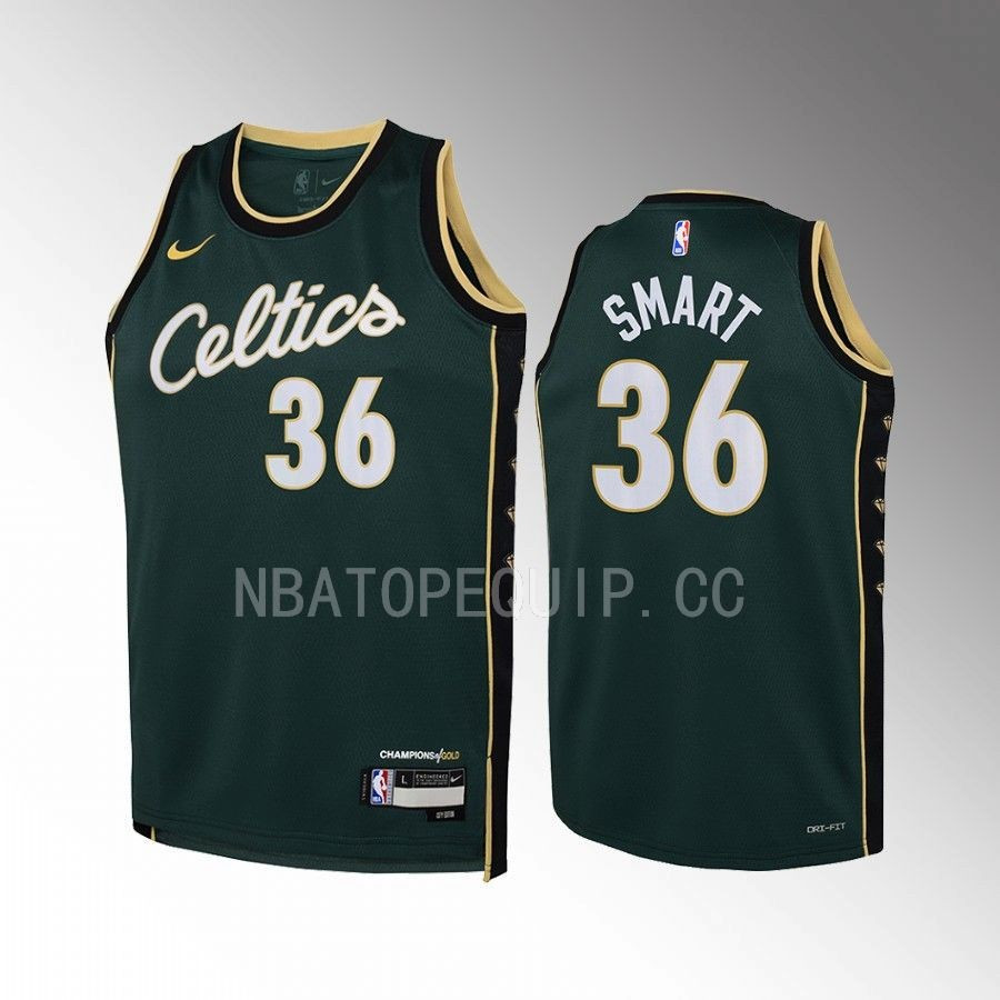 Boston Celtics Marcus Smart 36 City Edition Green Youth Basketball Jersey Swingman - JS114