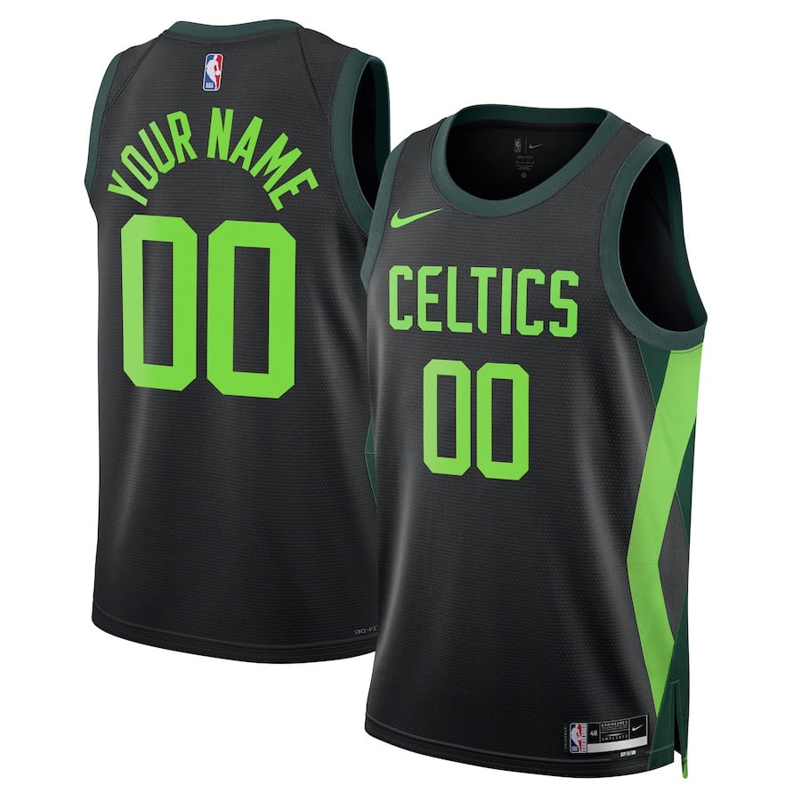 Boston Celtics Unisex 2024/25 Custom Swingman Basketball Jersey - City Edition - Black - JS945