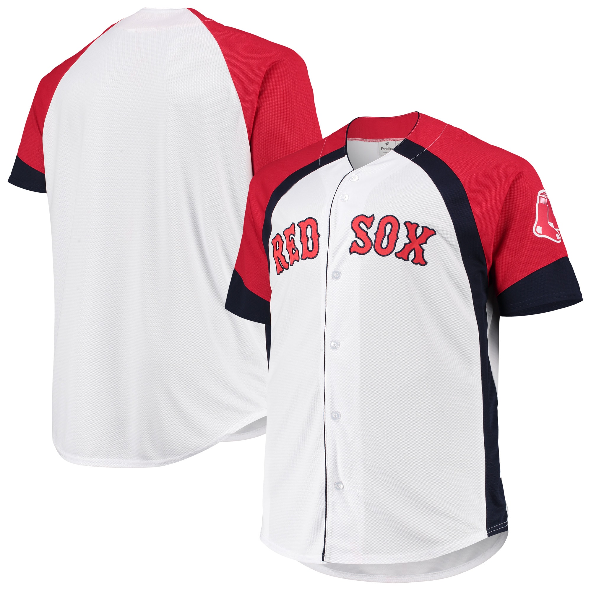 Boston Red Sox Big & Tall Colorblock Full-snap Baseball Jersey - White/navy