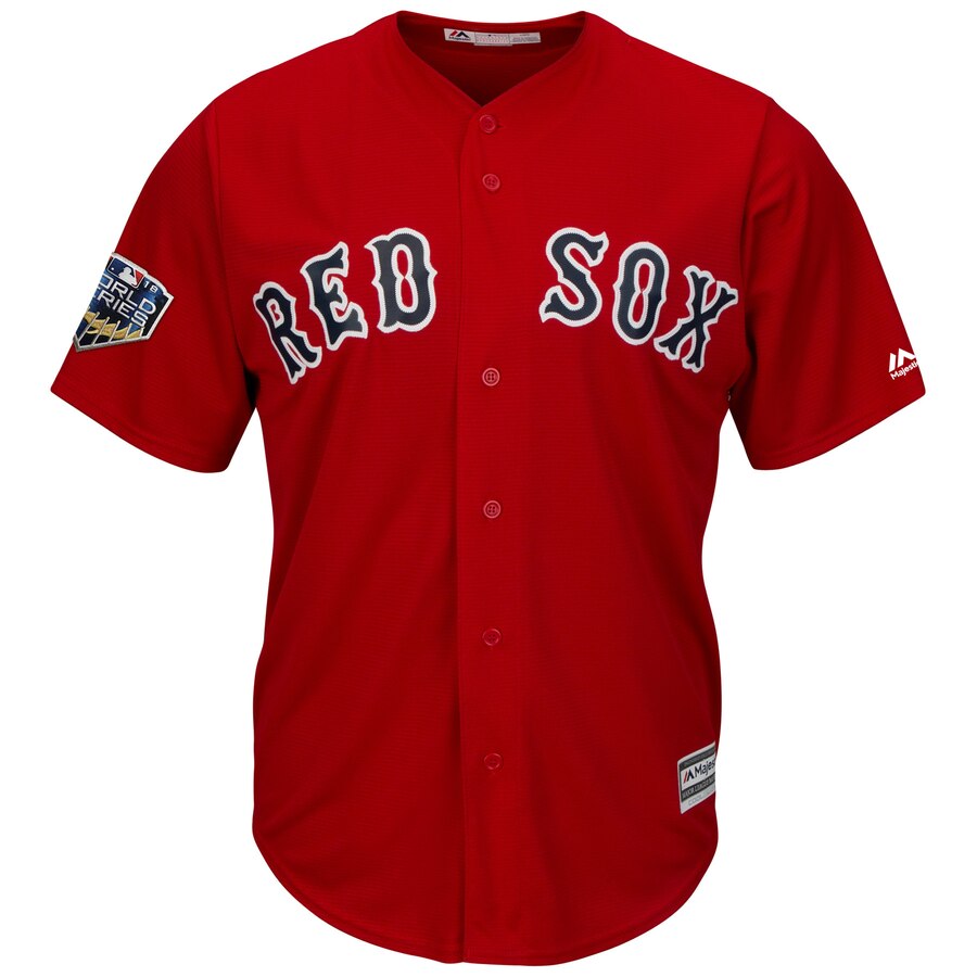 Alternative view of Boston Red Sox Majestic 2018 World Series Cool Base Team Jersey - Scarlet