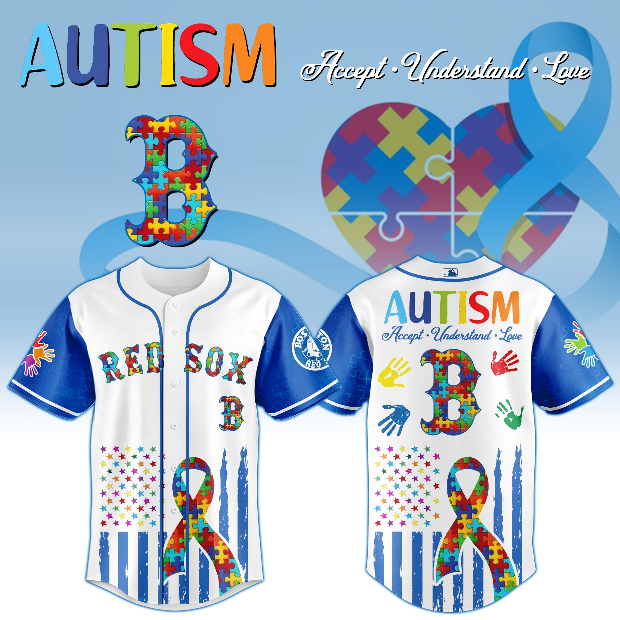 Boston Red Sox Mlb X Autism Awareness Month Baseball Jersey