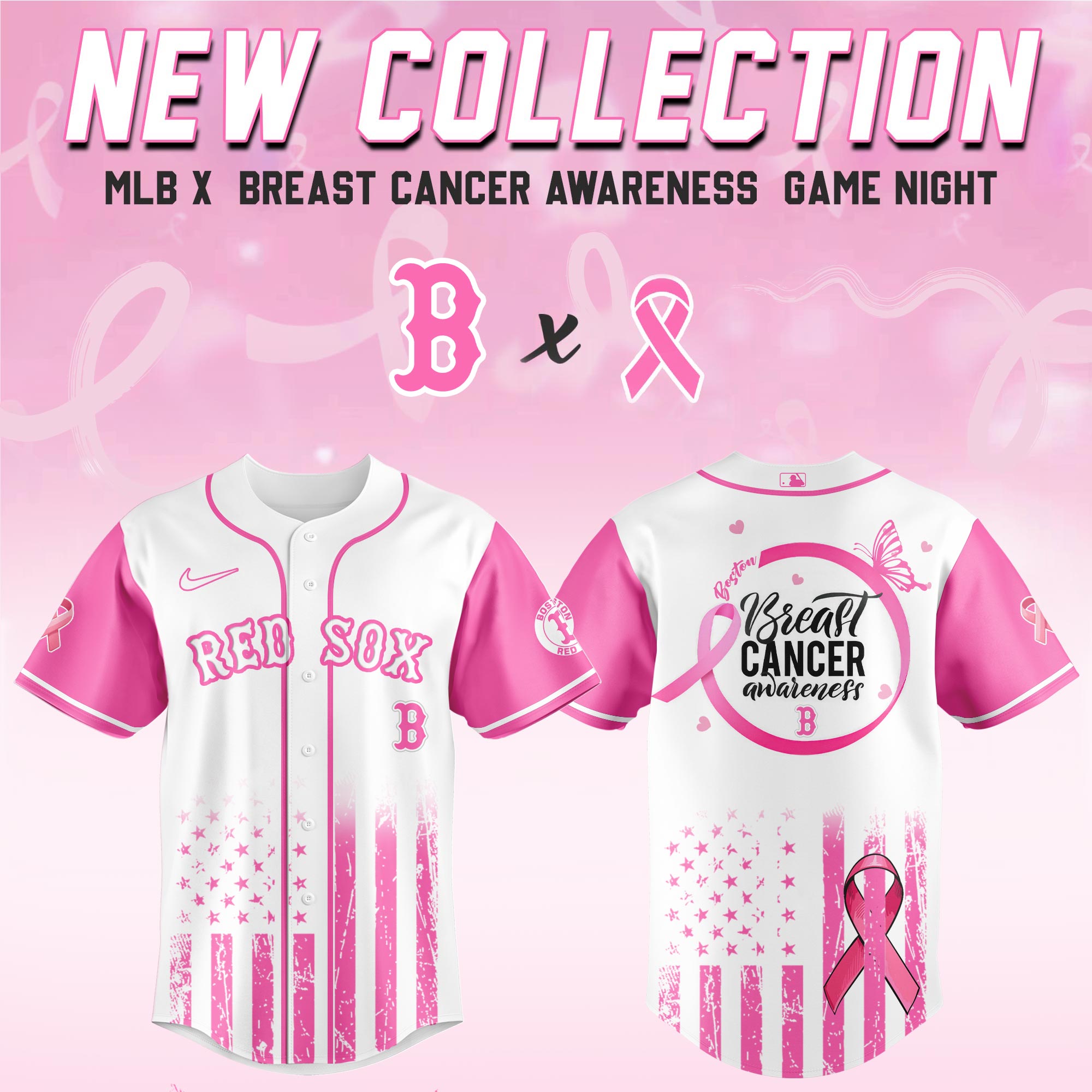 Boston Red Sox Mlb X Breast Cancer Awareness Month Hope In Pink Baseball Jersey