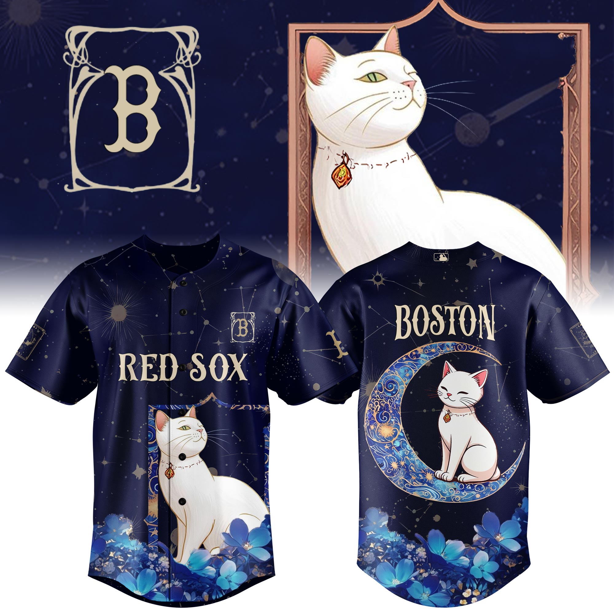 Boston Red Sox Mlb X Cat Tarot Baseball Jersey