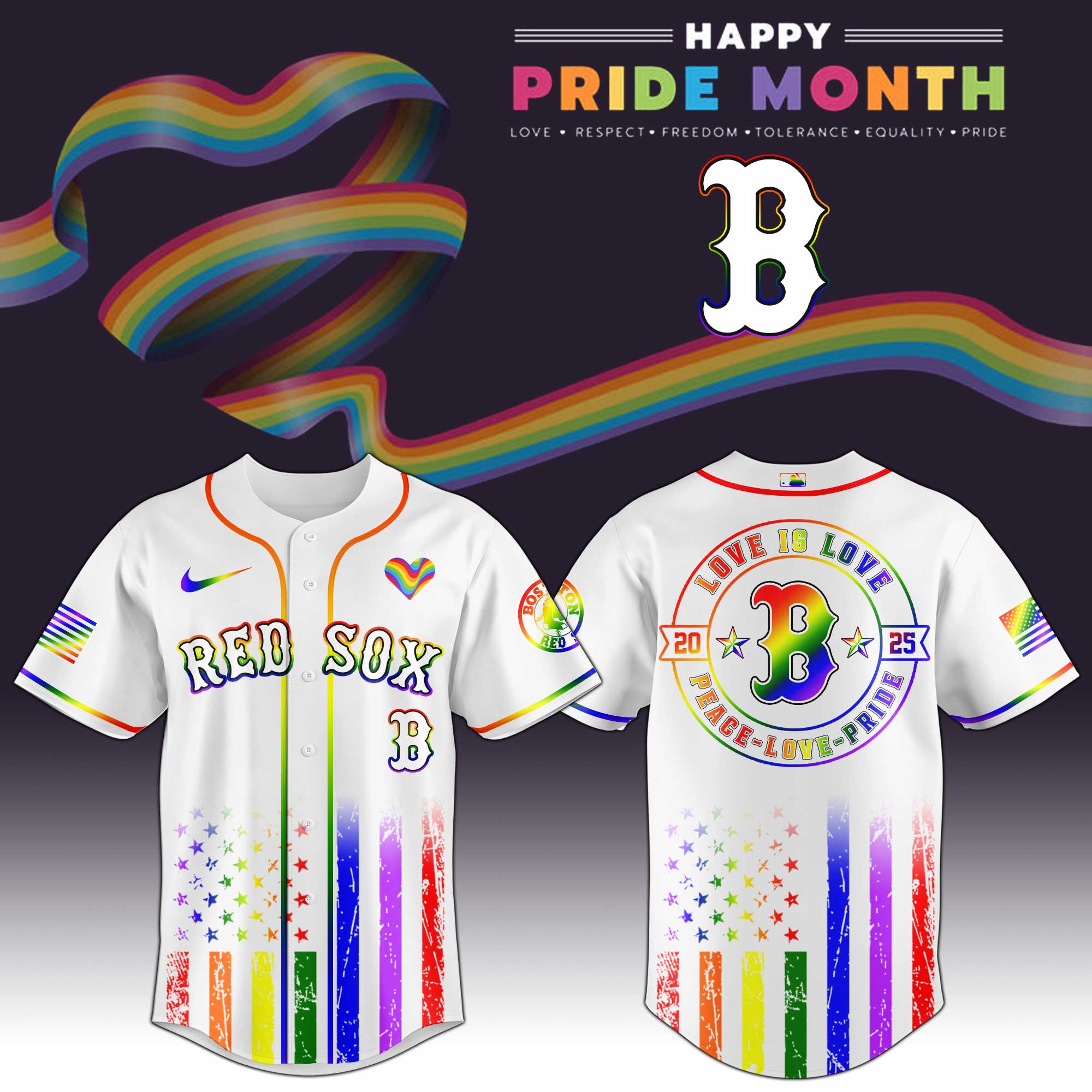 Boston Red Sox Mlb X Happy Pride Month Limited Edition Jersey 2025