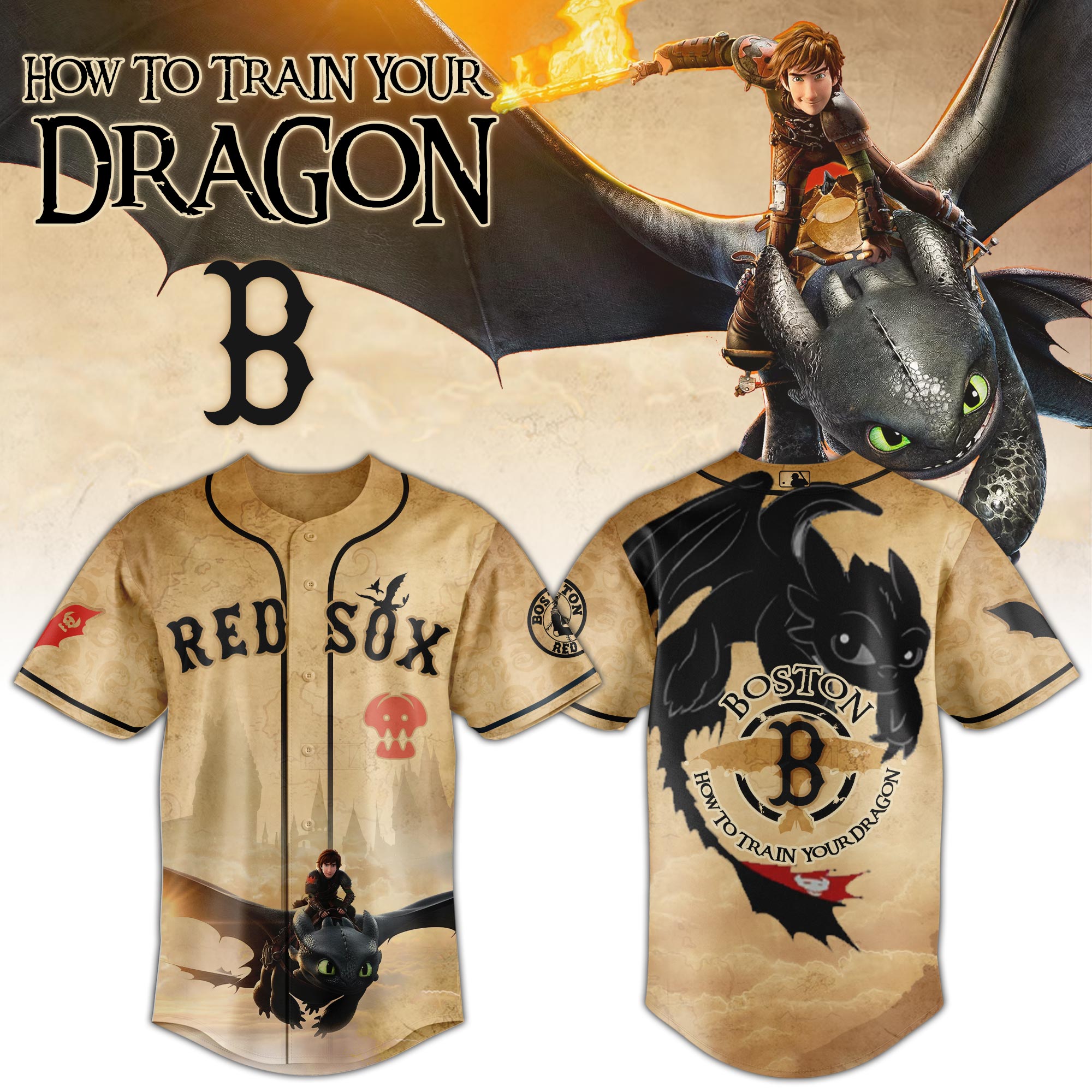 Boston Red Sox Mlb X How To Train Your Dragon Toothless Baseball Jersey