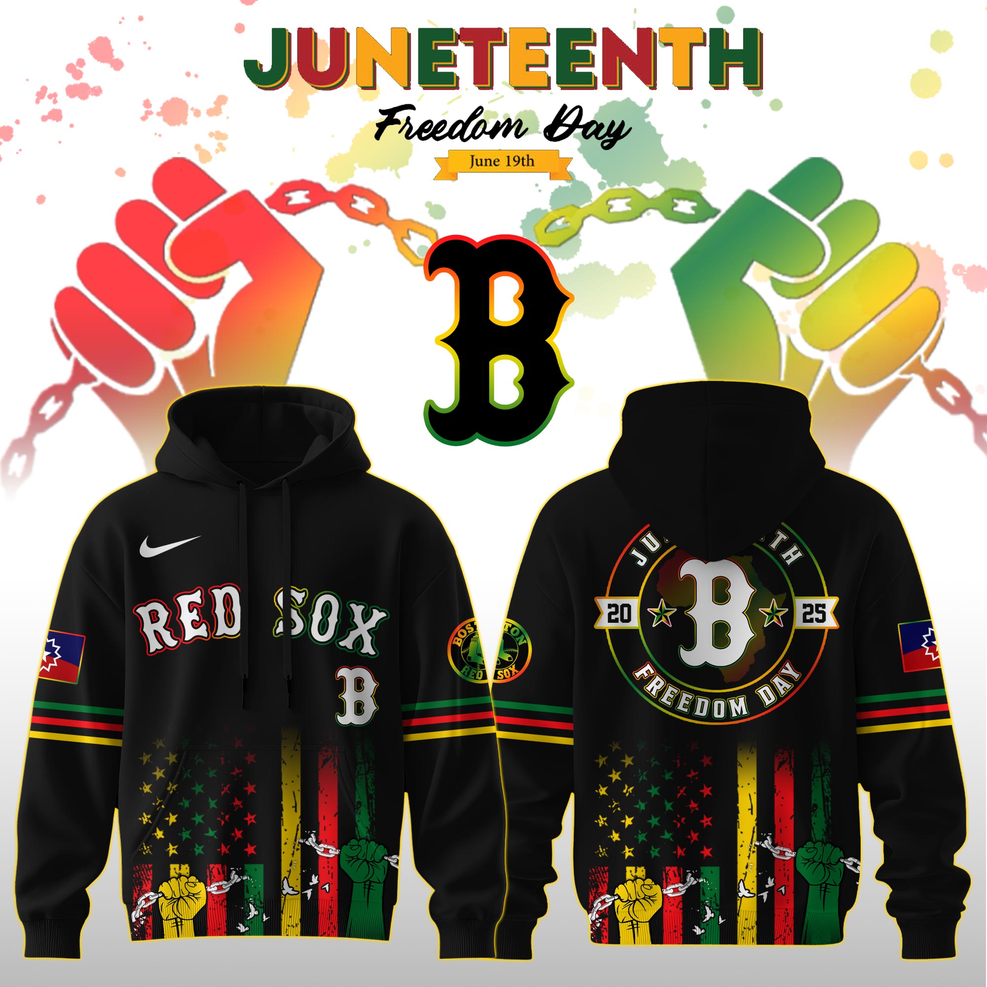 Boston Red Sox Mlb X Juneteenth Freedom Day Edition Custom Hoodie 2025