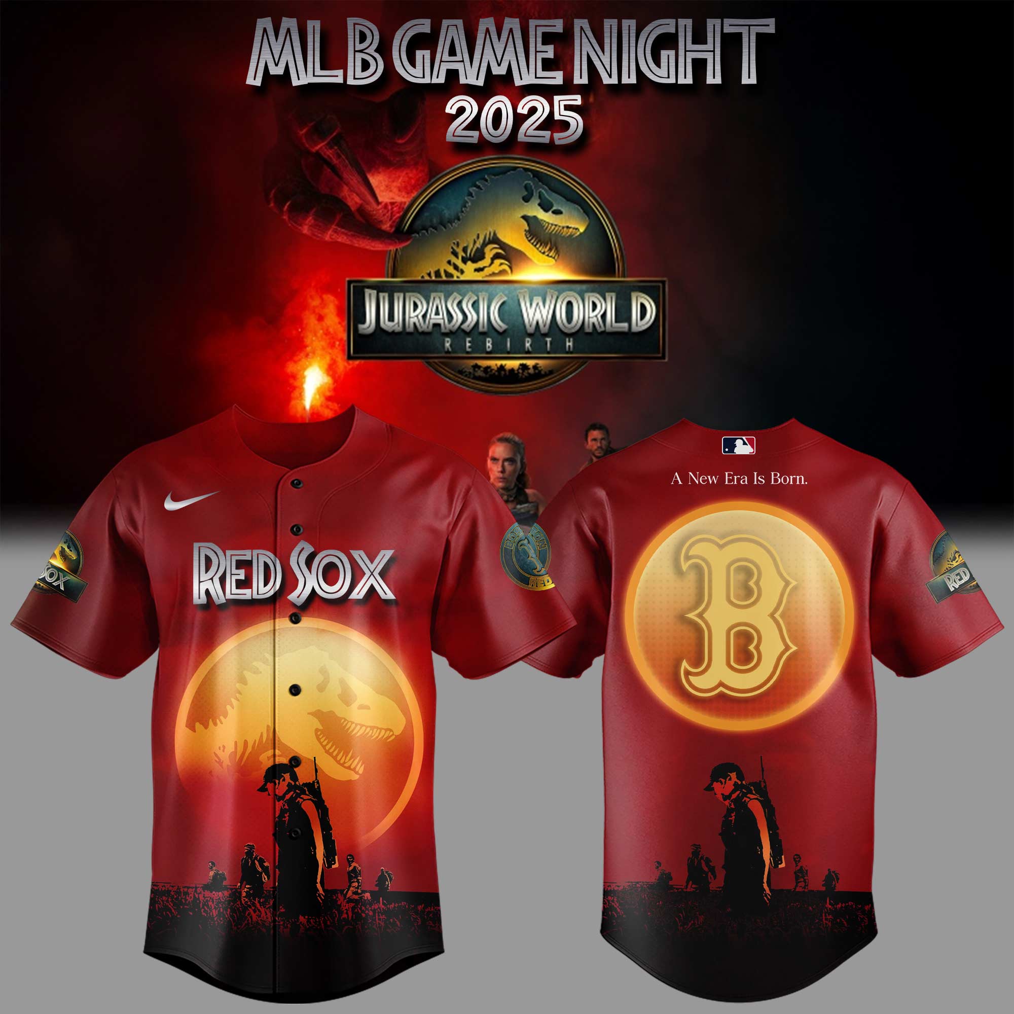 Boston Red Sox Mlb X Jurassic World New Era Baseball Jersey