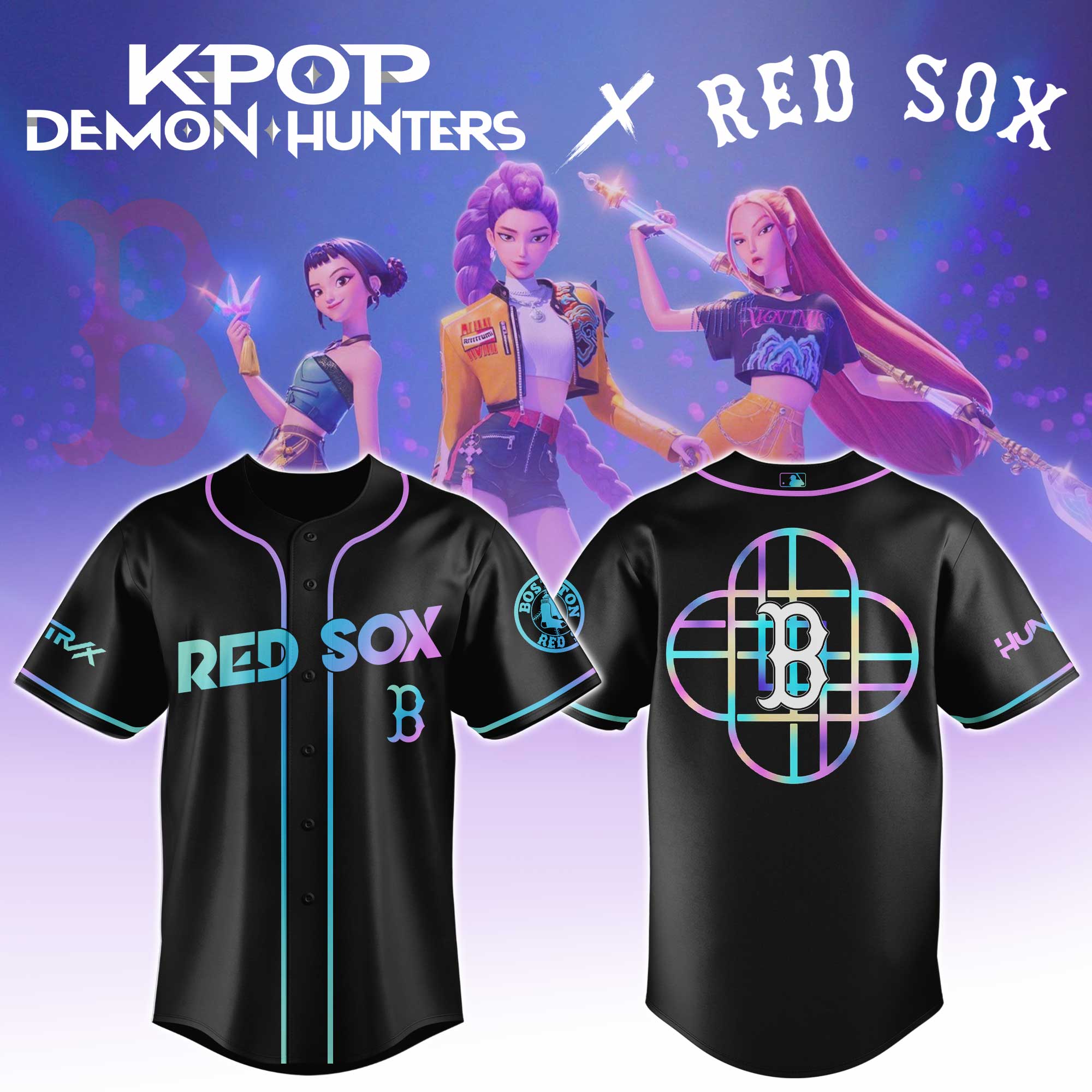 Boston Red Sox Mlb X Kpop Demon Hunters Huntrx Baseball Jersey