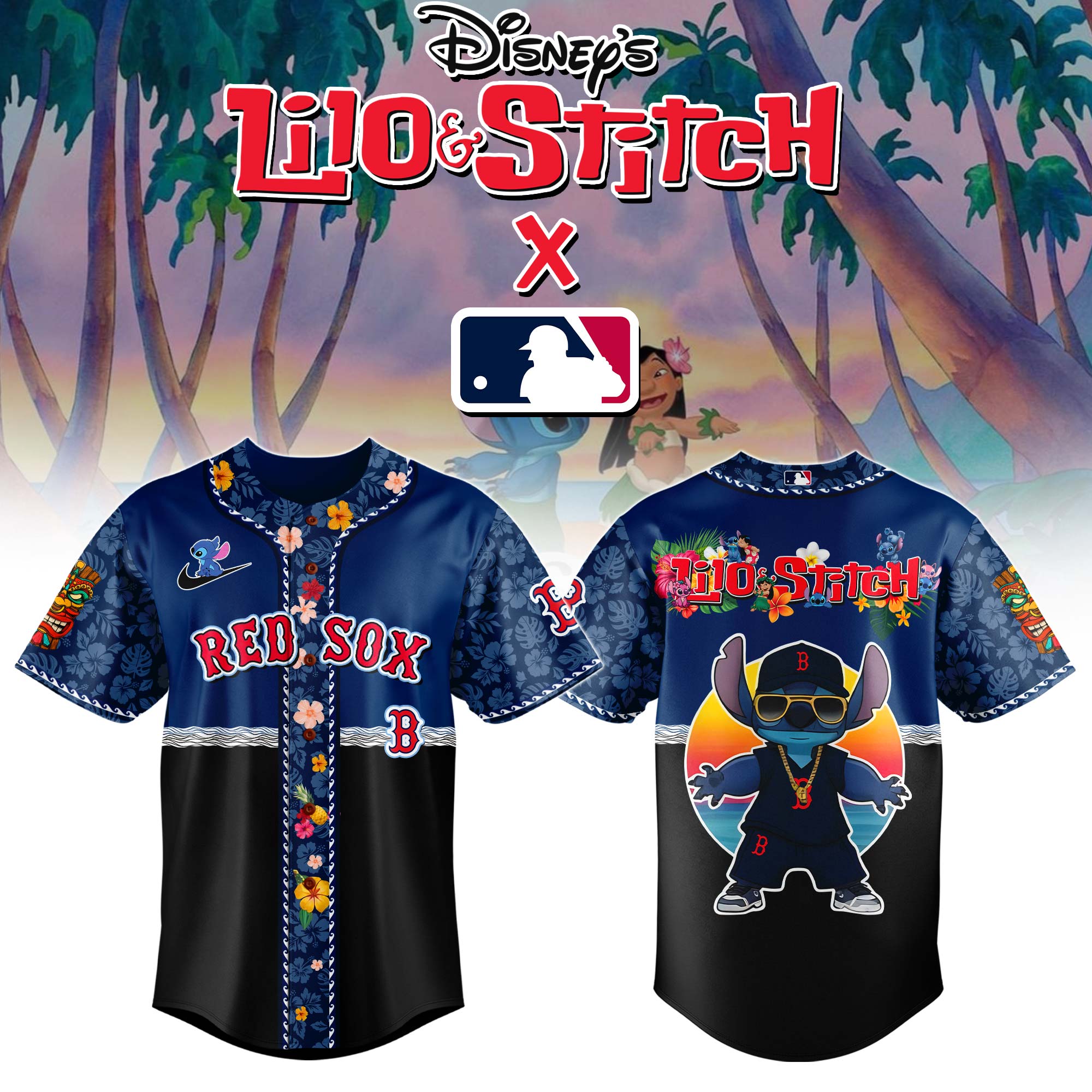 Boston Red Sox Mlb X Lilo & Stitch Jersey