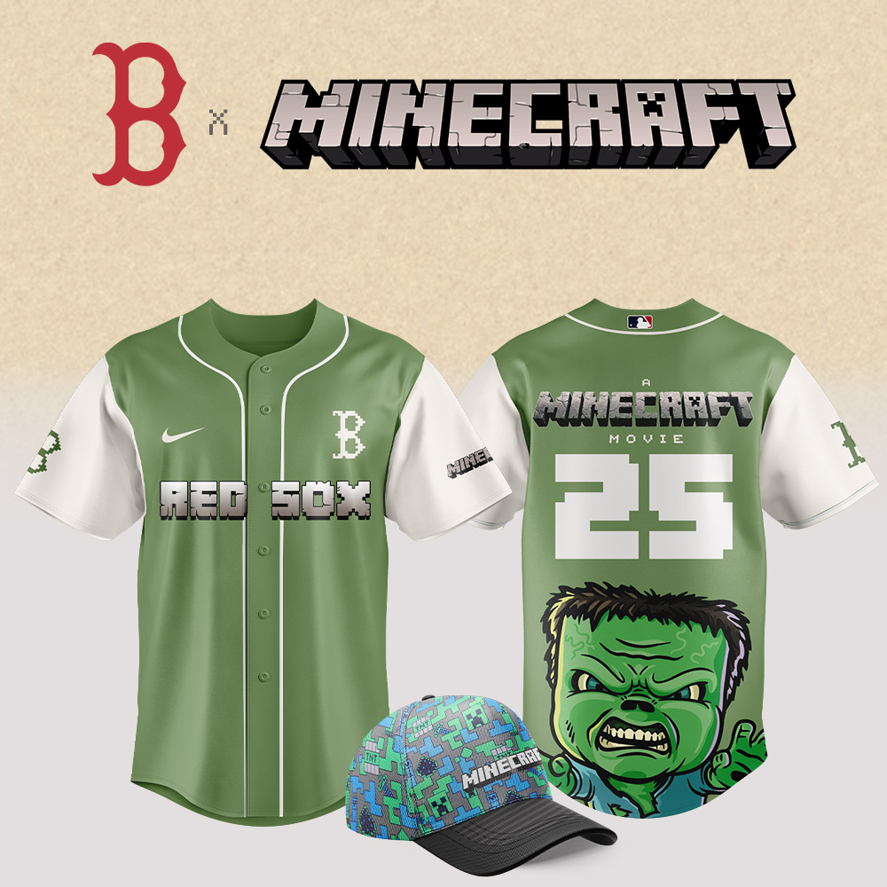 Boston Red Sox Mlb X Minecraft Movie Baseball Jersey
