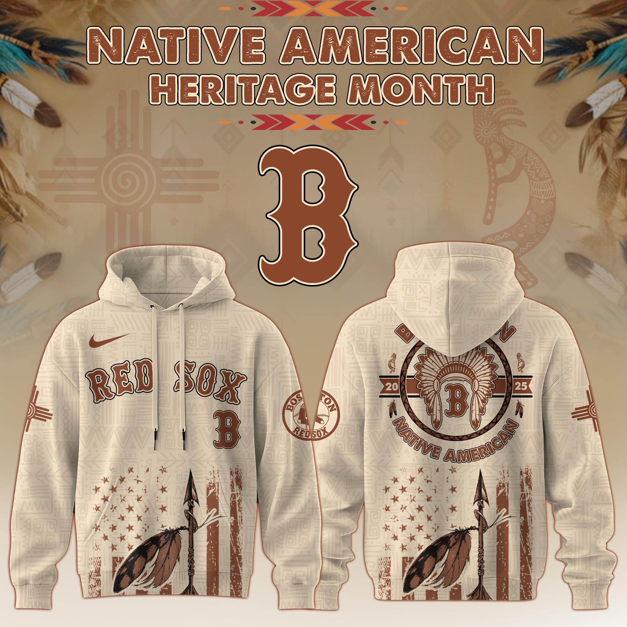 Boston Red Sox Mlb X Native American Heritage Month Mlb Collaboration Custom Hoodie