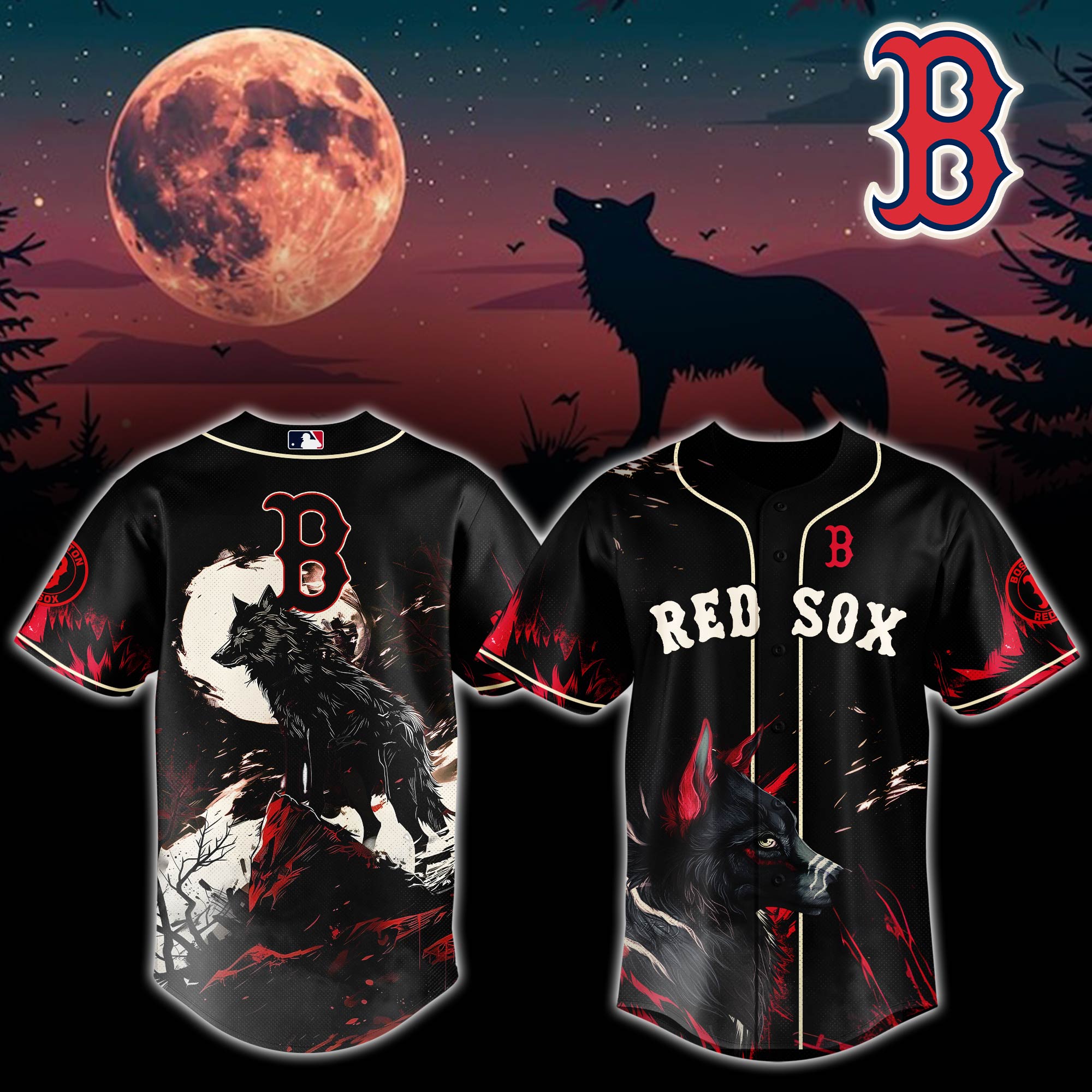 Boston Red Sox Mlb X Wolf Baseball Jersey