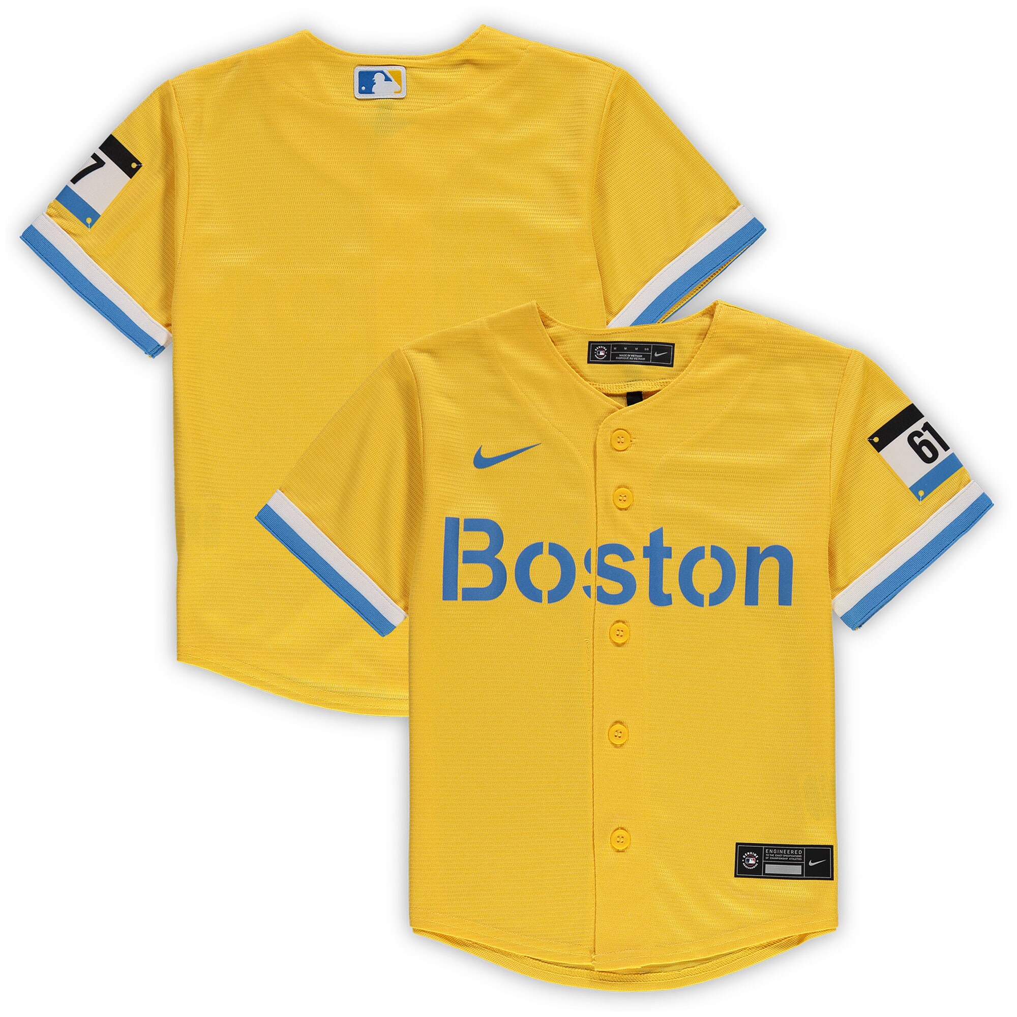 Alternative view of Boston Red Sox Preschool Mlb City Connect Replica Team Baseball Jersey – Gold