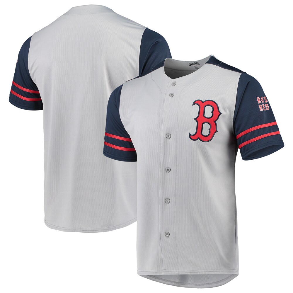 Boston Red Sox Stitches Button-up Baseball Jersey - Gray/navy