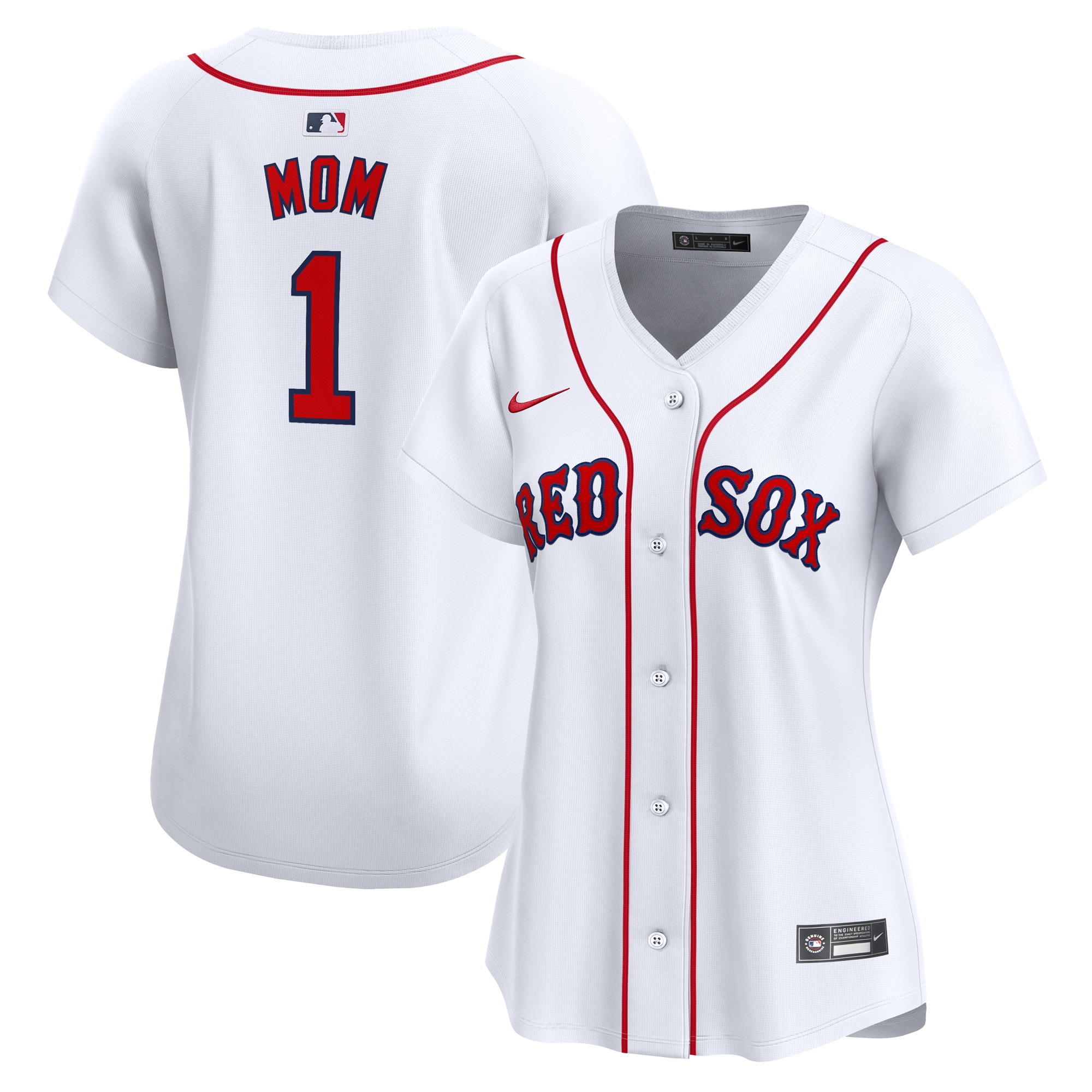 Boston Red Sox Women's #1 Mom Home Limited Baseball Jersey - White