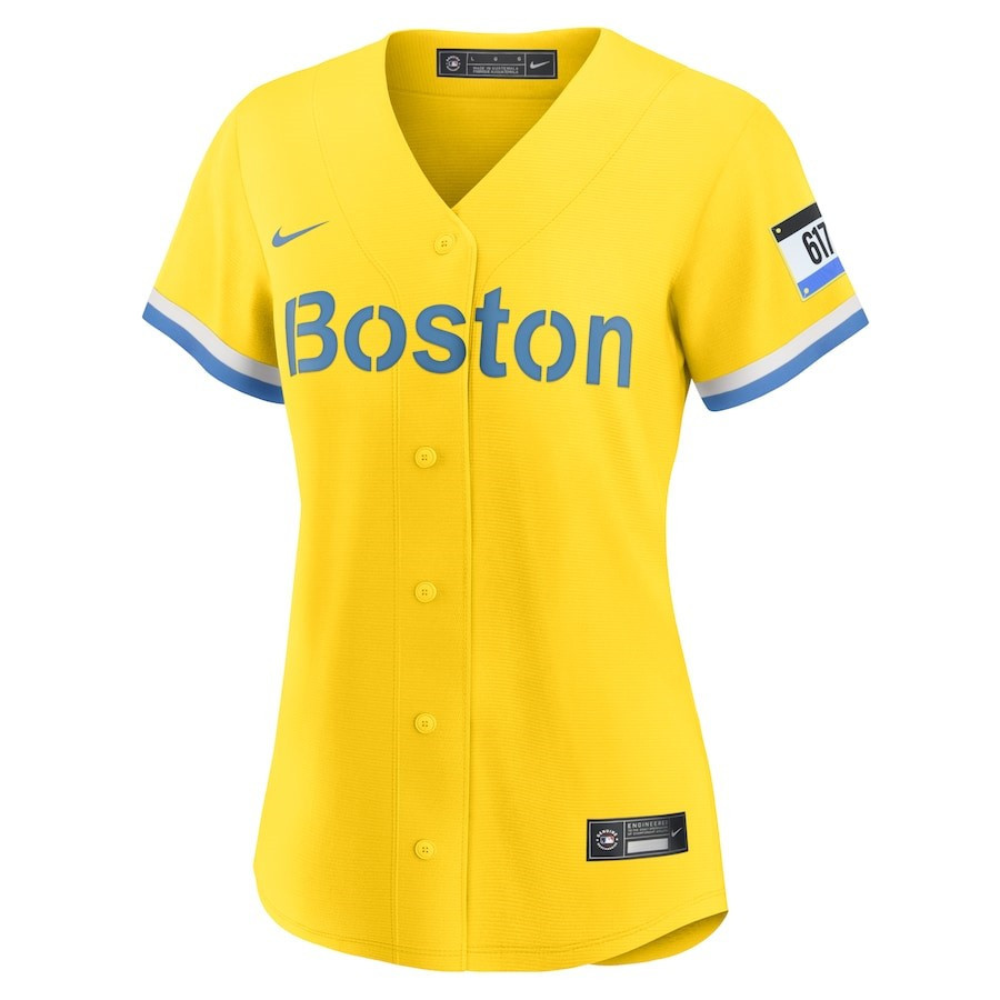 Alternative view of Boston Red Sox Women's City Connect Jersey - Gold/Light Blue