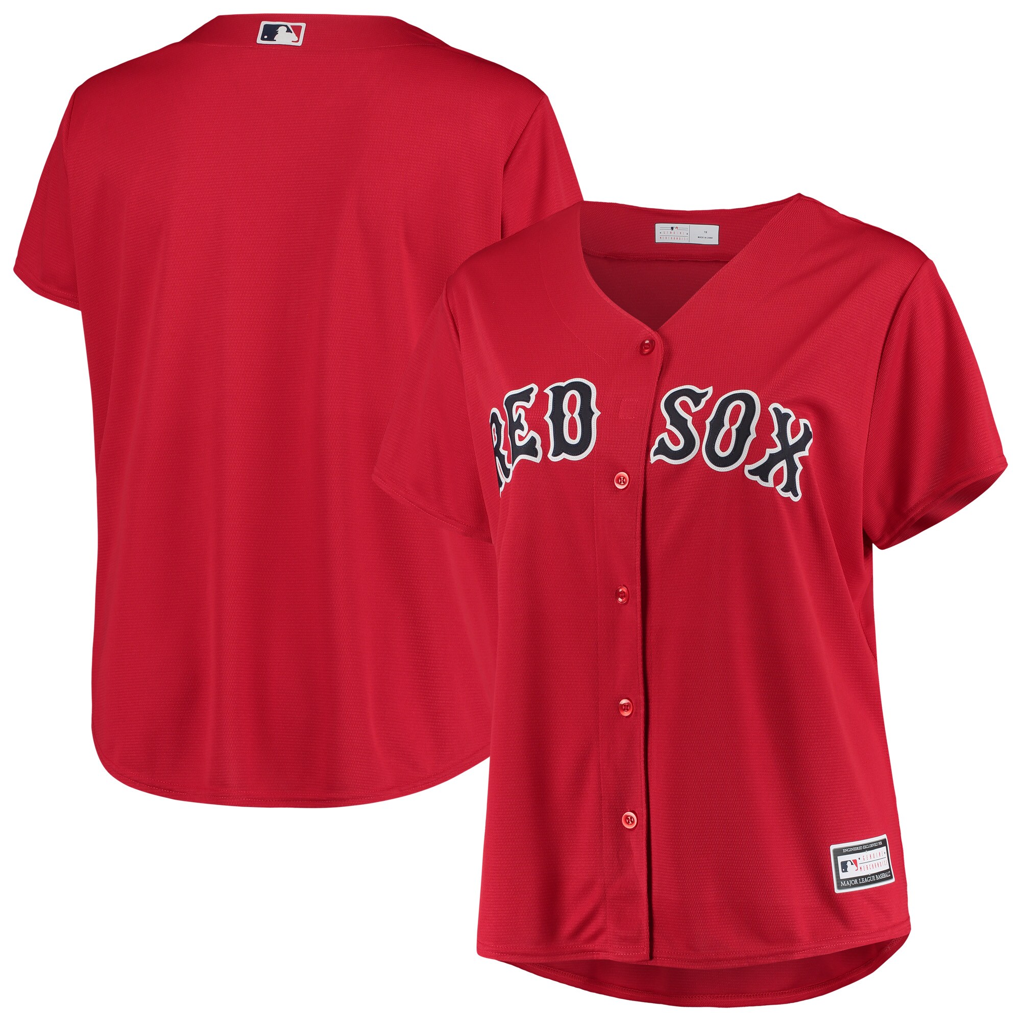 Alternative view of Boston Red Sox Women’s Plus Size Alternate Replica Team Baseball Jersey – Red