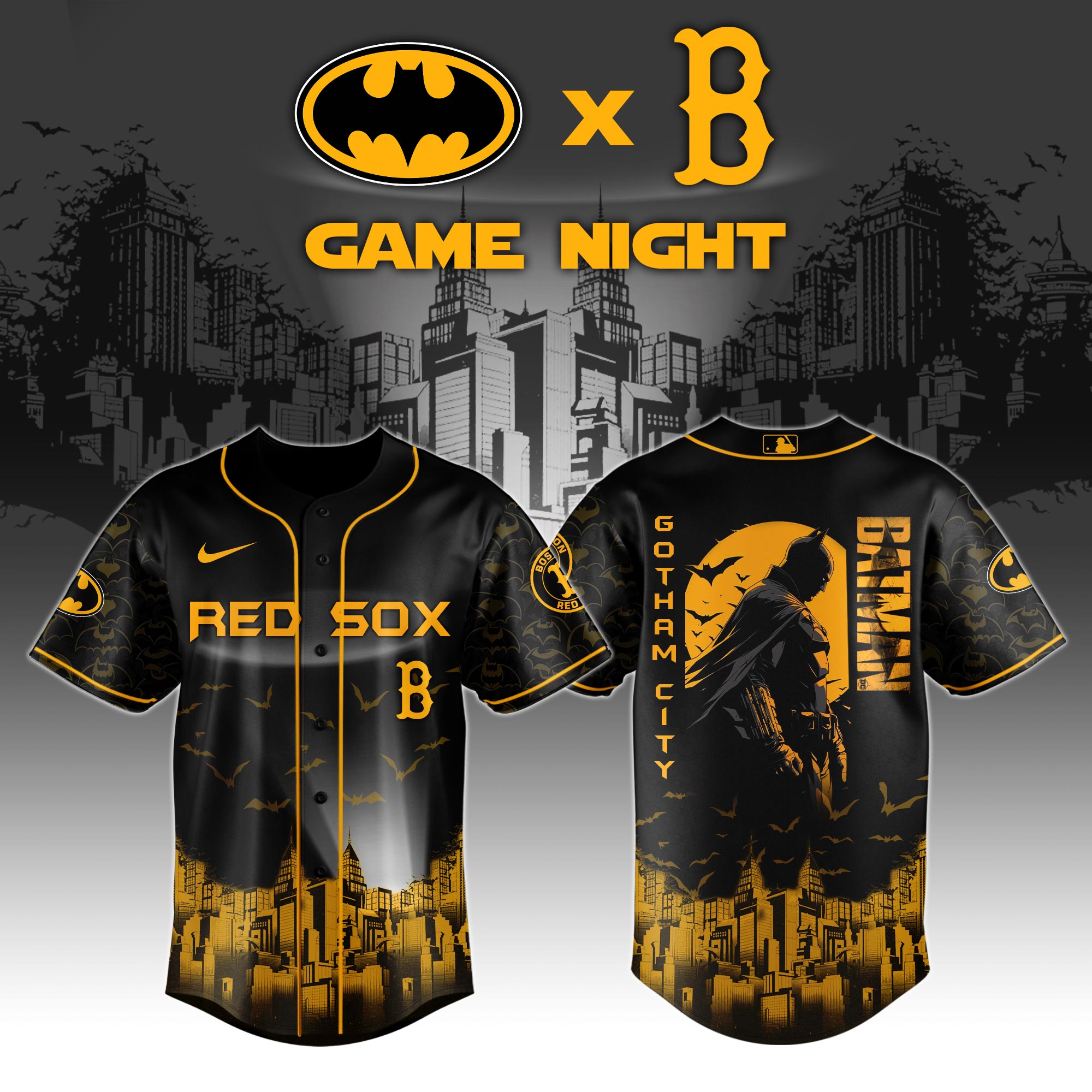 Boston Red Sox X Dc Batman Game Night Baseball Jersey
