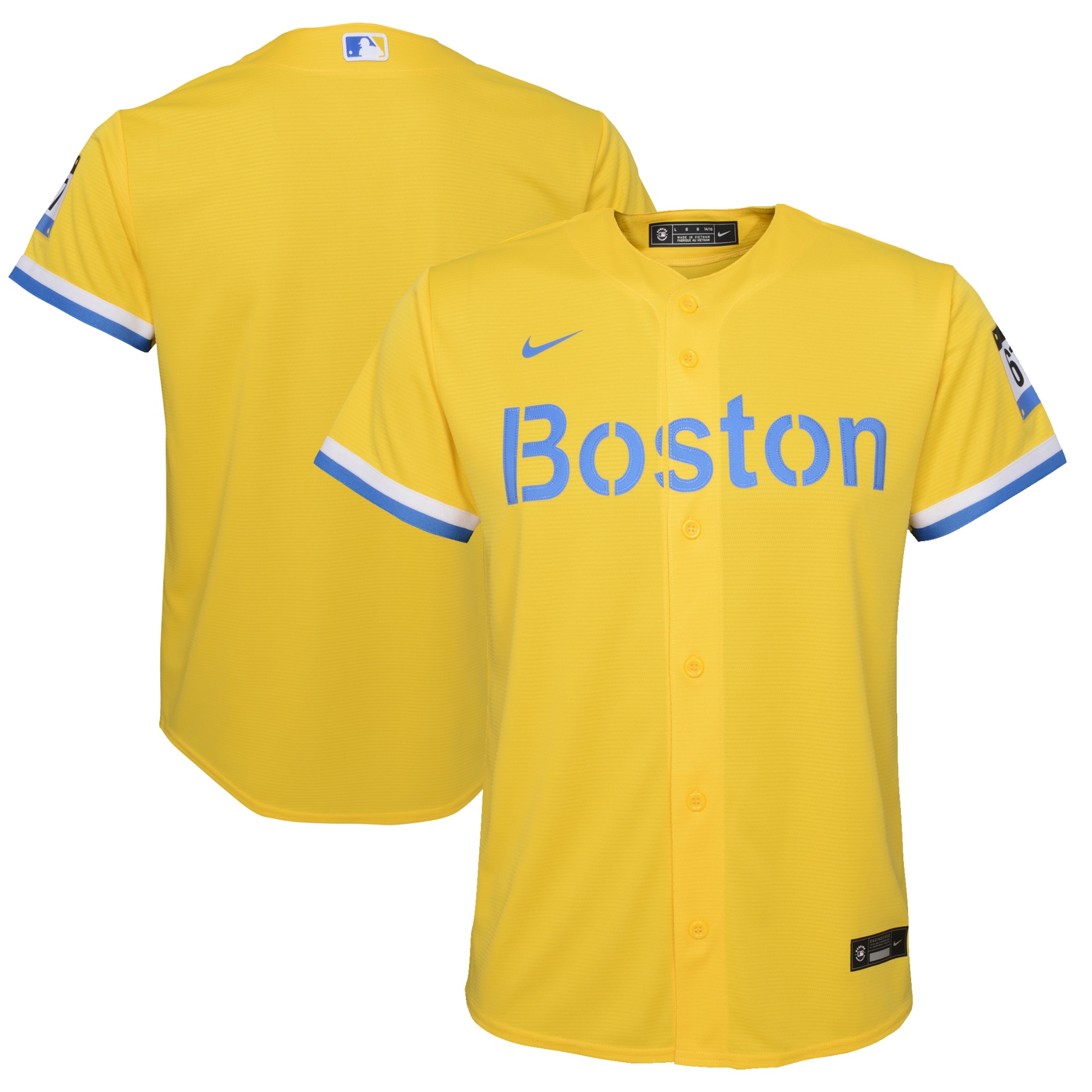 Boston Red Sox Youth City Connect Replica Team Baseball Jersey – Gold/light Blue
