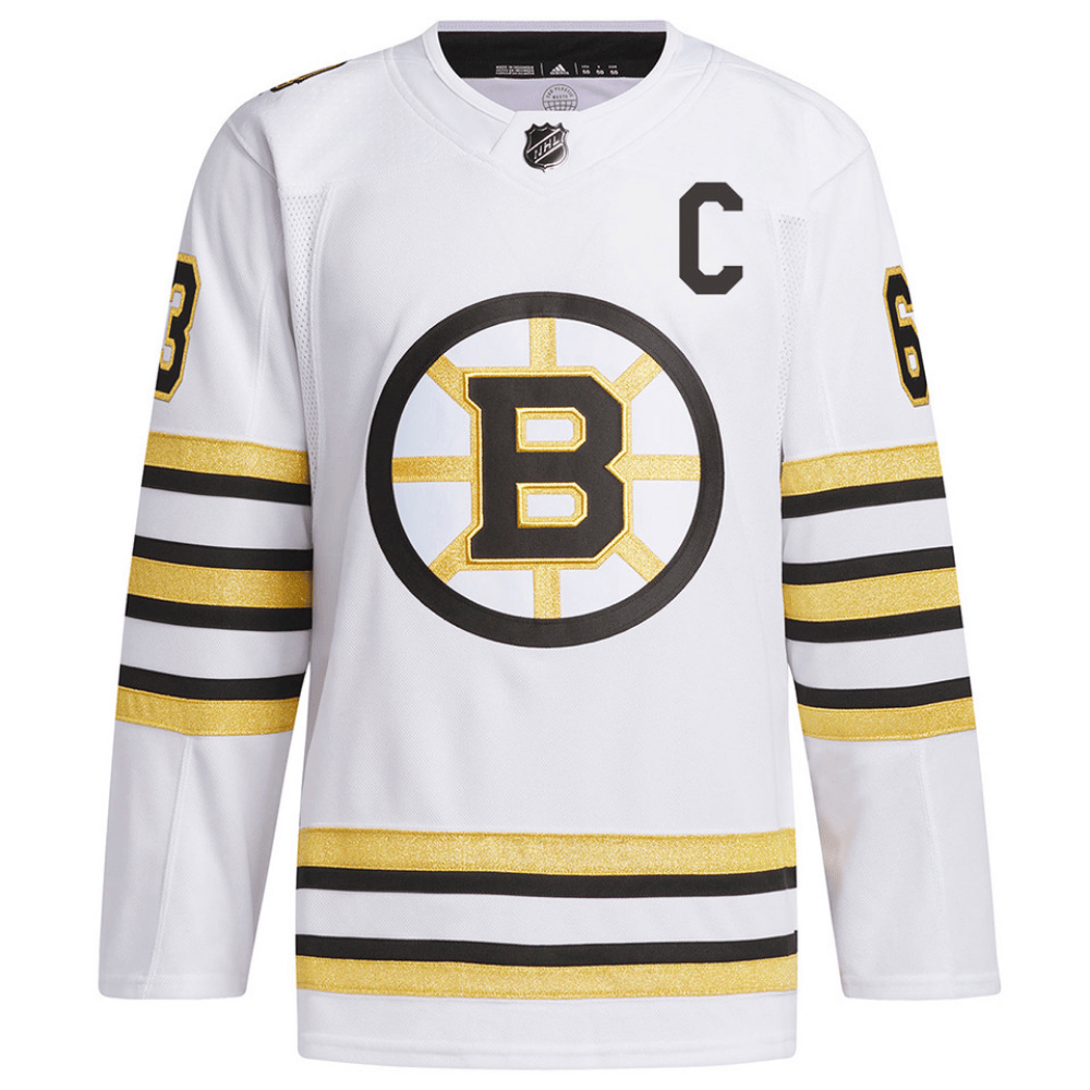 Alternative view of Brad Marchand 63 Boston Bruins 100th Anniversary Primegreen Away Men Hockey Jersey - White - JS569 