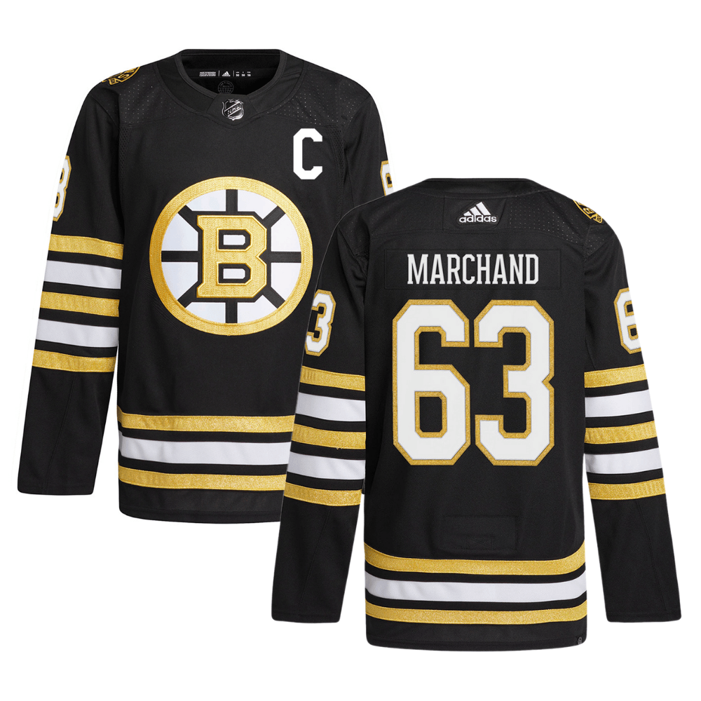 Brad Marchand 63 Boston Bruins 100th Anniversary Primegreen Home Men Hockey Jersey - Black - JS971 
