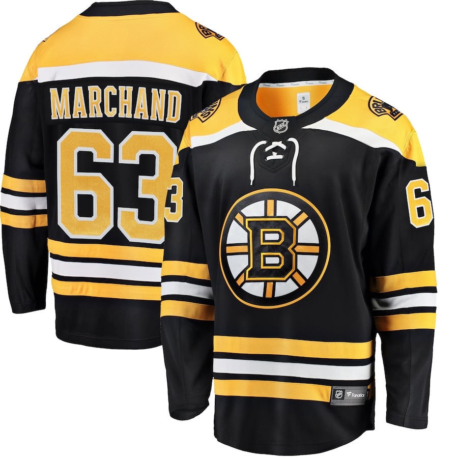 Brad Marchand 63 Boston Bruins Home Breakaway Hockey Jersey - Black - JS288 