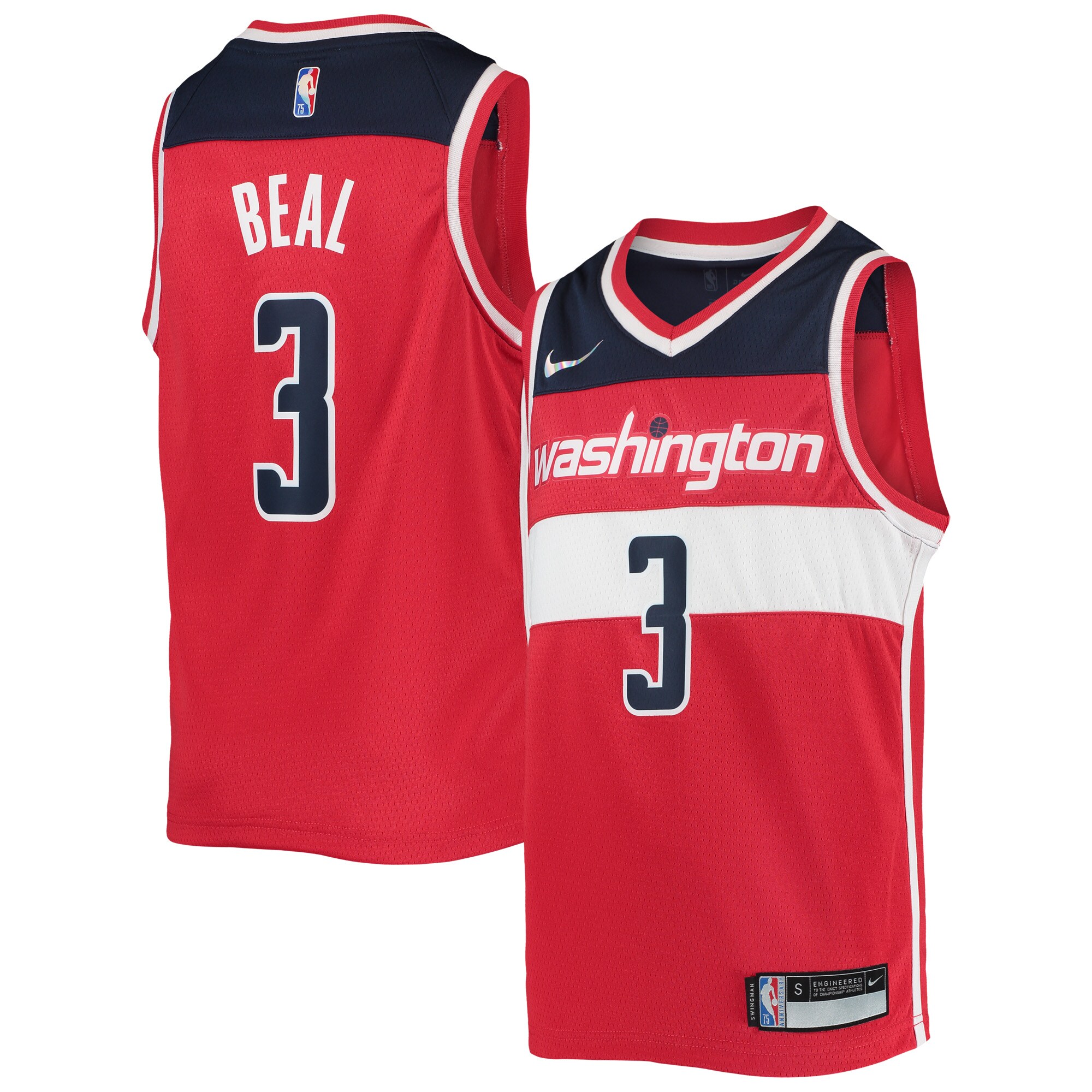 Alternative view of Bradley Beal Washington Wizards Youth 2021/22 Diamond Swingman Jersey - Icon Edition - Red