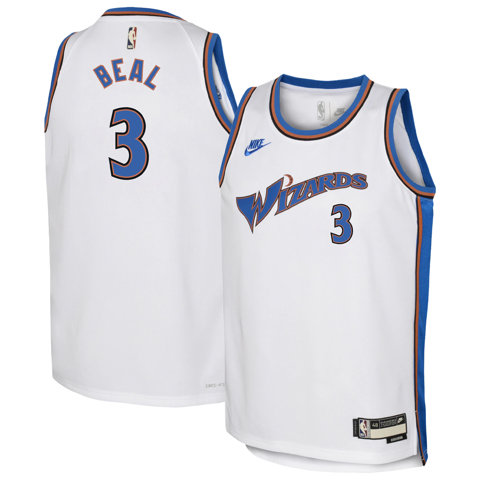 Alternative view of Bradley Beal Washington Wizards Youth 2022/23 Swingman Jersey White - Classic Edition