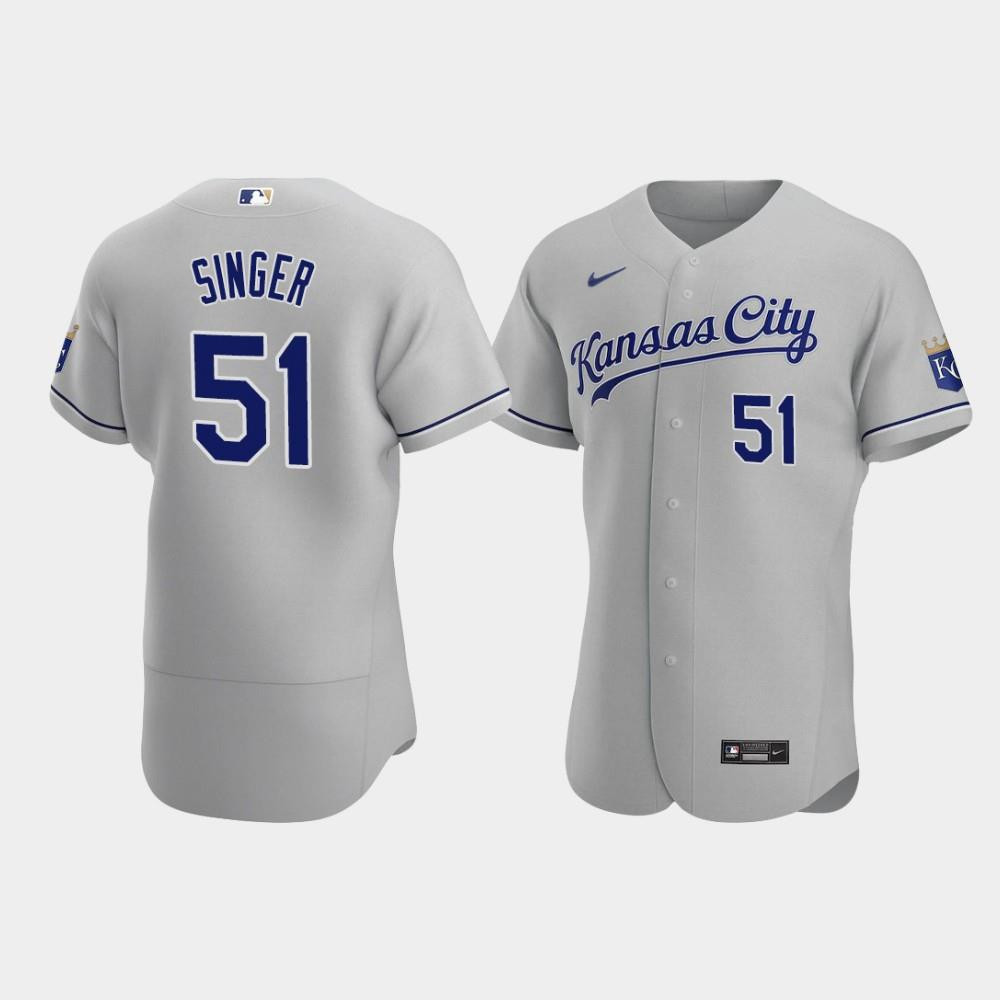 Brady Singer 51 Kansas City Royals Gray Road Baseball Jersey Baseball Jersey 