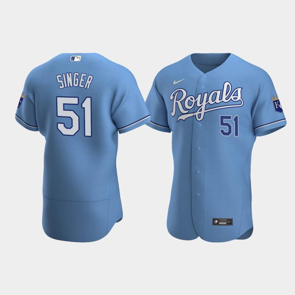 Brady Singer 51 Kansas City Royals Light Blue Alternate Baseball Jersey Baseball Jersey 