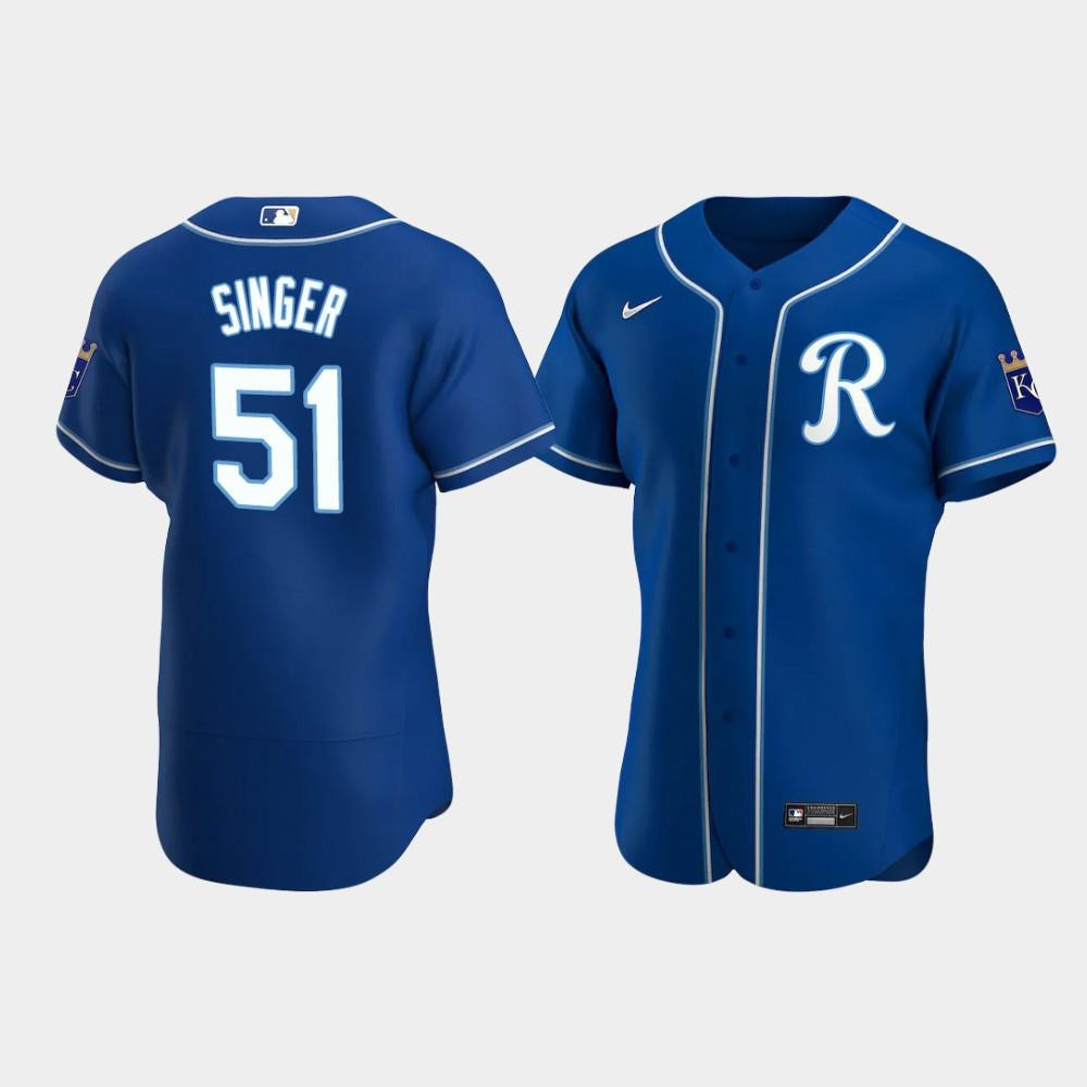 Brady Singer 51 Kansas City Royals Team Logo Royal Alternate Baseball Jersey Baseball Jersey 